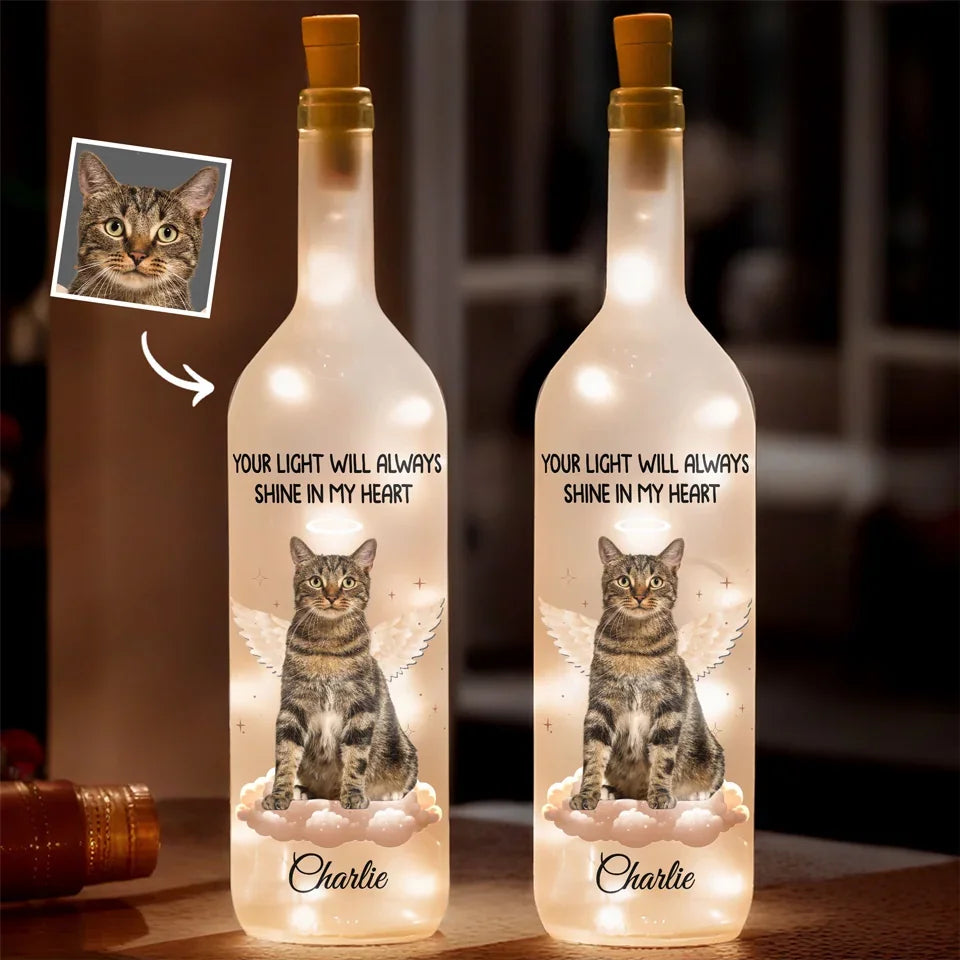 Custom Photo Gone From My Life, But Never From My Heart - Memorial Personalized Custom Bottle Lamp - Sympathy Gift For Pet Owners, Pet Lovers