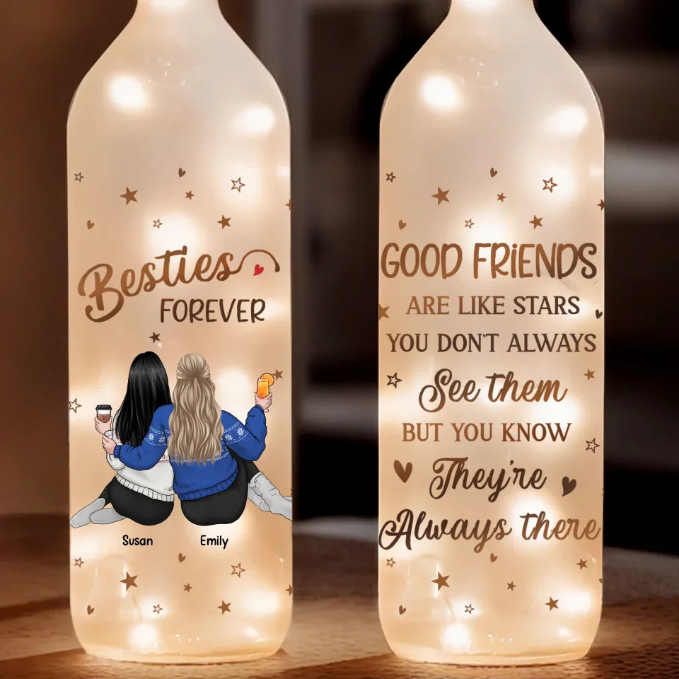 Laughter, Love, And Endless Memories - Bestie Personalized Custom Bottle Lamp - Gift For Best Friends, BFF, Sisters