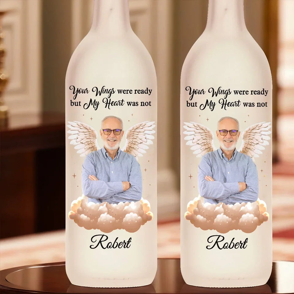 Custom Photo Love Never Ends It Just Changes Form - Memorial Personalized Custom Bottle Lamp - Sympathy Gift For Family Members