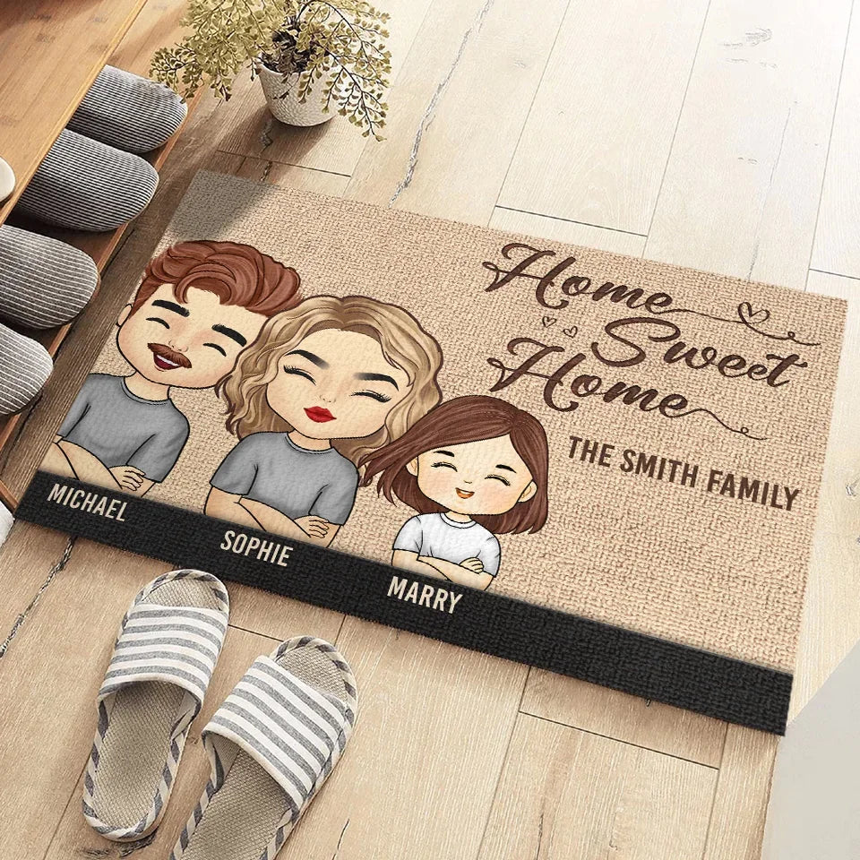 Happiness Is A Cozy Home - Family Personalized Custom Home Decor Decorative Mat - House Warming Gift For Family Members