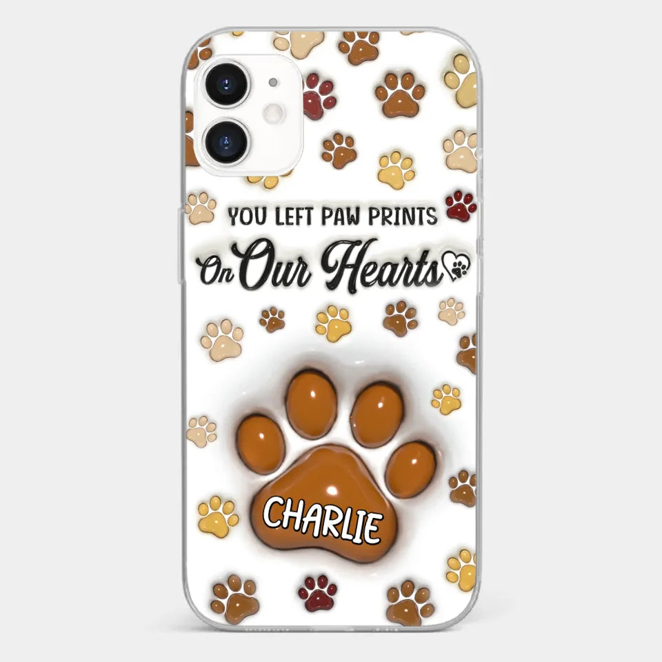 Your Paw Prints Remain On Our Soul - Memorial Personalized Custom 3D Inflated Effect Printed Clear Phone Case - Sympathy Gift For Pet Owners, Pet Lovers