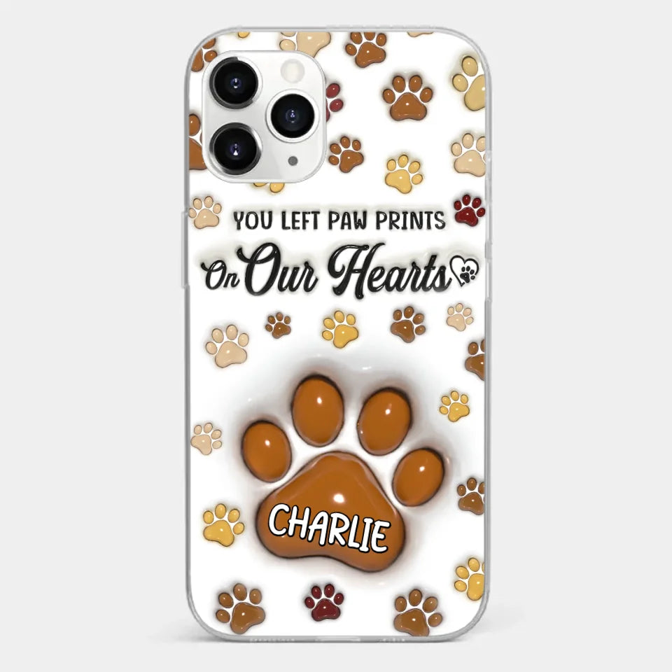 Your Paw Prints Remain On Our Soul - Memorial Personalized Custom 3D Inflated Effect Printed Clear Phone Case - Sympathy Gift For Pet Owners, Pet Lovers