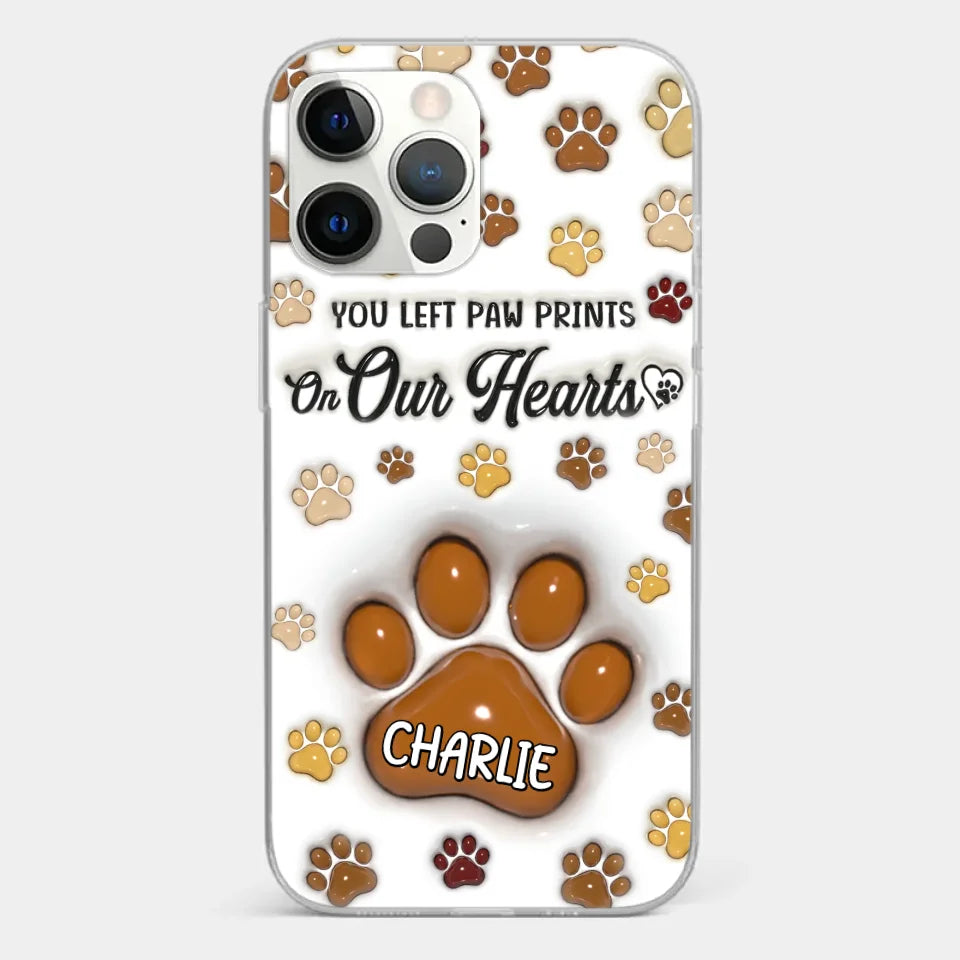 Your Paw Prints Remain On Our Soul - Memorial Personalized Custom 3D Inflated Effect Printed Clear Phone Case - Sympathy Gift For Pet Owners, Pet Lovers