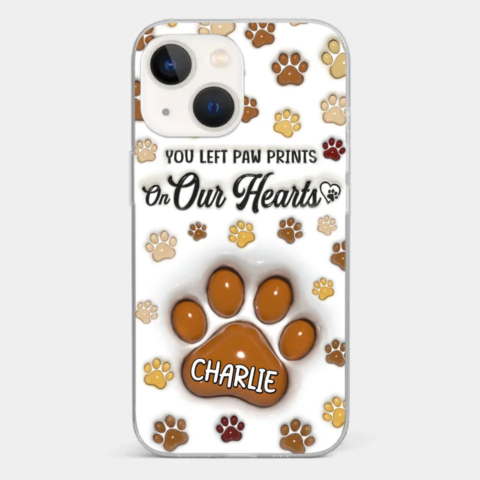 Your Paw Prints Remain On Our Soul - Memorial Personalized Custom 3D Inflated Effect Printed Clear Phone Case - Sympathy Gift For Pet Owners, Pet Lovers