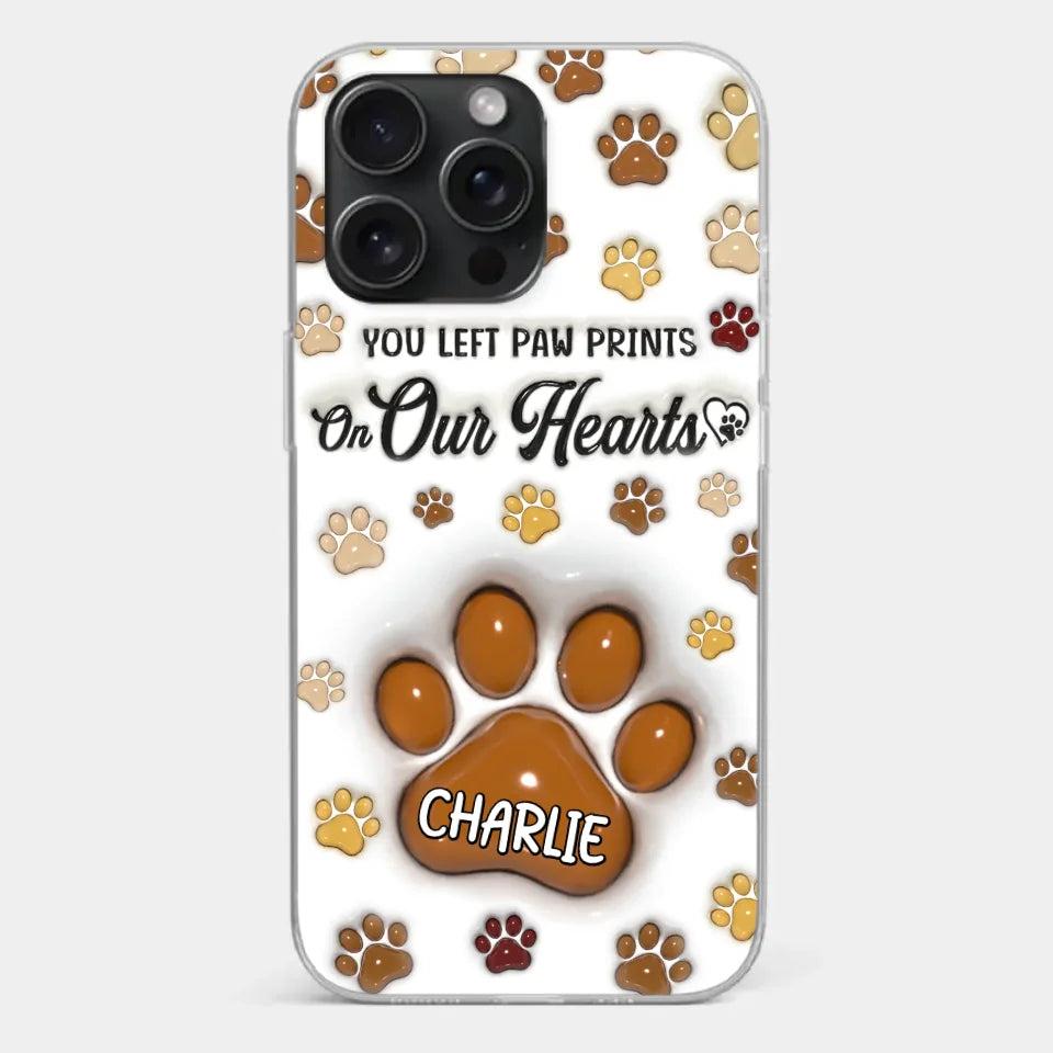 Your Paw Prints Remain On Our Soul - Memorial Personalized Custom 3D Inflated Effect Printed Clear Phone Case - Sympathy Gift For Pet Owners, Pet Lovers