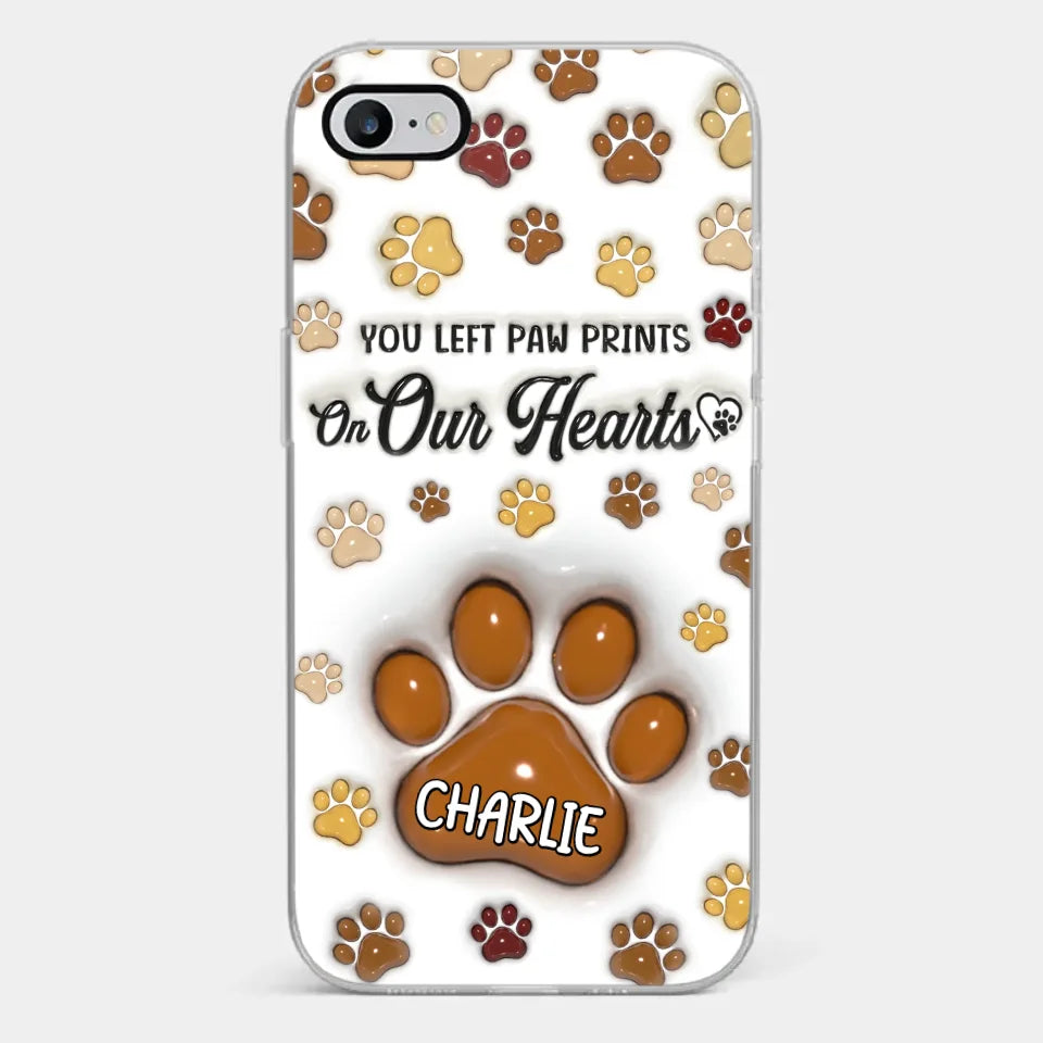 Your Paw Prints Remain On Our Soul - Memorial Personalized Custom 3D Inflated Effect Printed Clear Phone Case - Sympathy Gift For Pet Owners, Pet Lovers