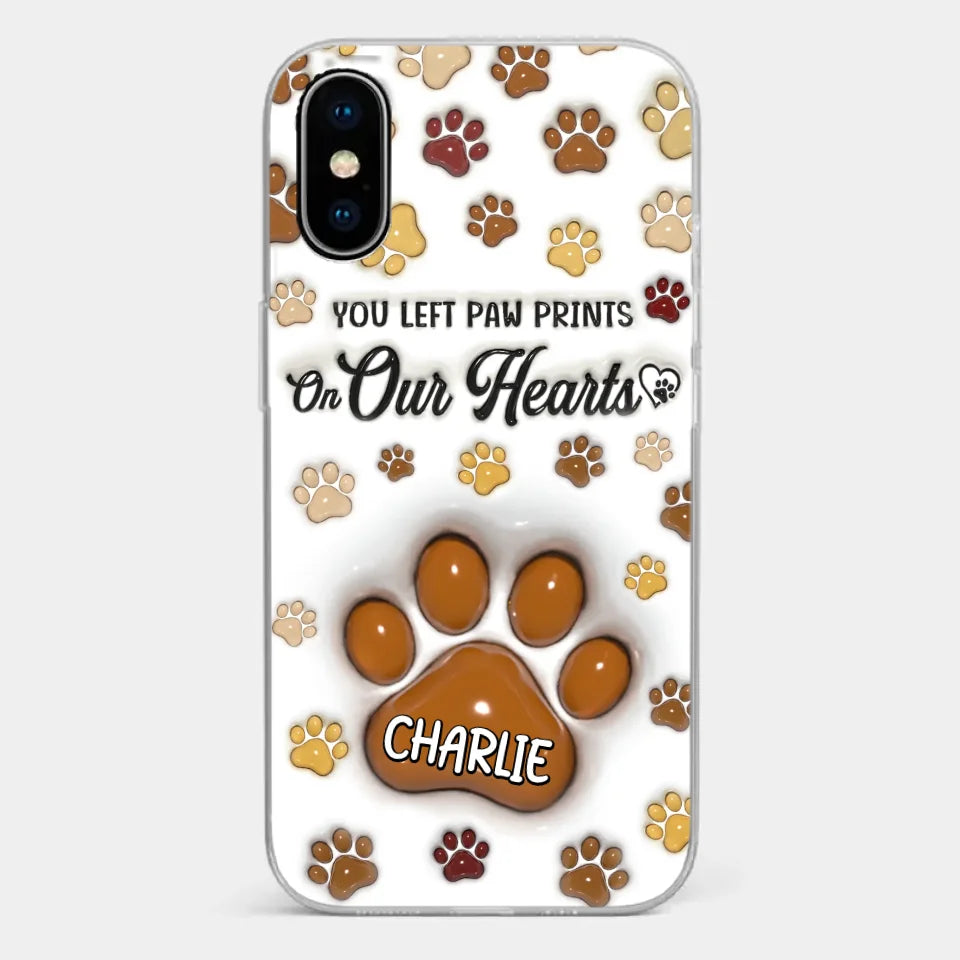Your Paw Prints Remain On Our Soul - Memorial Personalized Custom 3D Inflated Effect Printed Clear Phone Case - Sympathy Gift For Pet Owners, Pet Lovers
