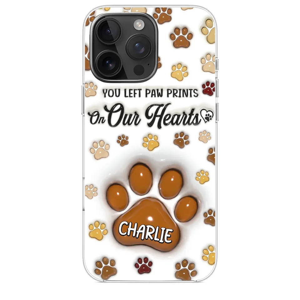 Your Paw Prints Remain On Our Soul - Memorial Personalized Custom 3D Inflated Effect Printed Clear Phone Case - Sympathy Gift For Pet Owners, Pet Lovers