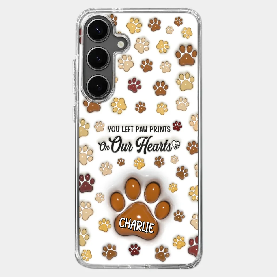 Your Paw Prints Remain On Our Soul - Memorial Personalized Custom 3D Inflated Effect Printed Clear Phone Case - Sympathy Gift For Pet Owners, Pet Lovers