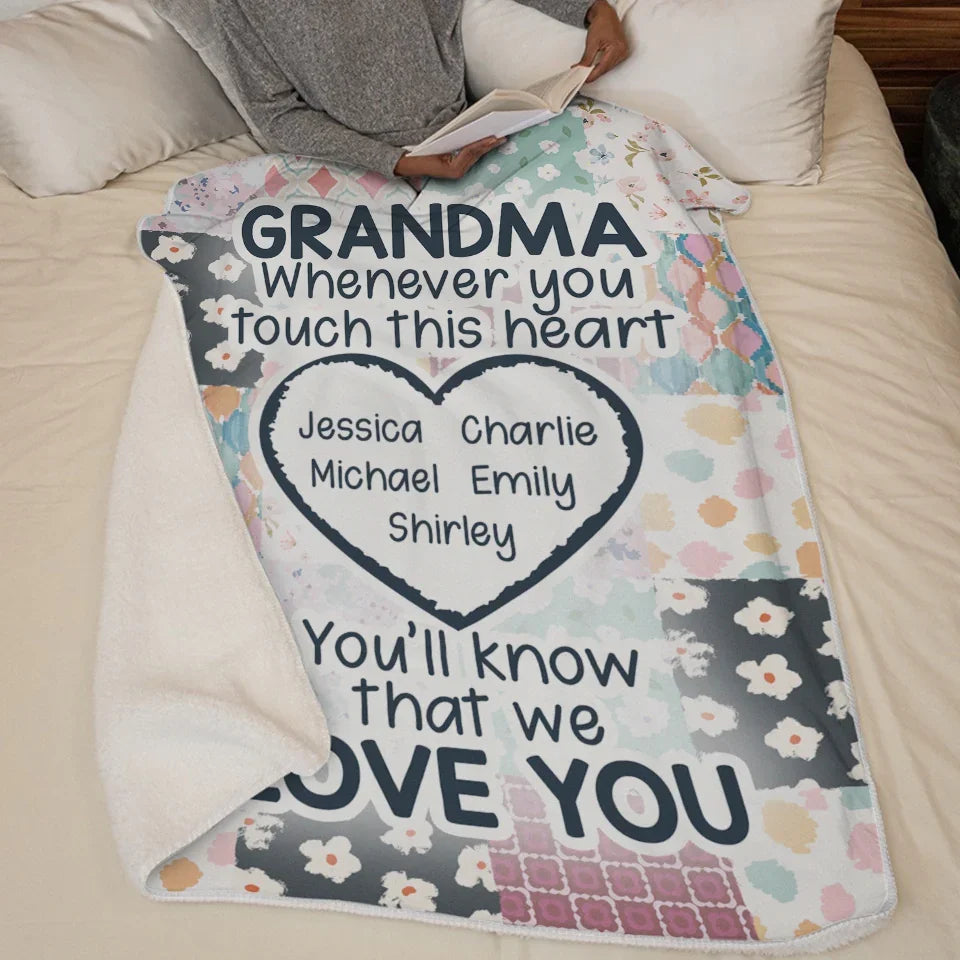Grandma’s Love Is The Light That Never Fades - Family Personalized Custom Blanket - Gift For Mom, Grandma