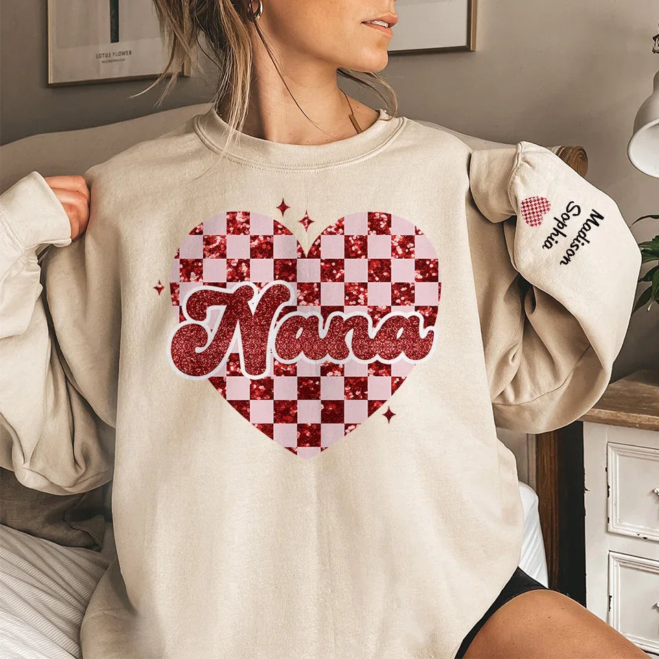 She Weaves Warmth Into My Heart - Family Personalized Custom Unisex Sweatshirt, Hoodie With Design On Sleeve - Gift For Mom, Grandma