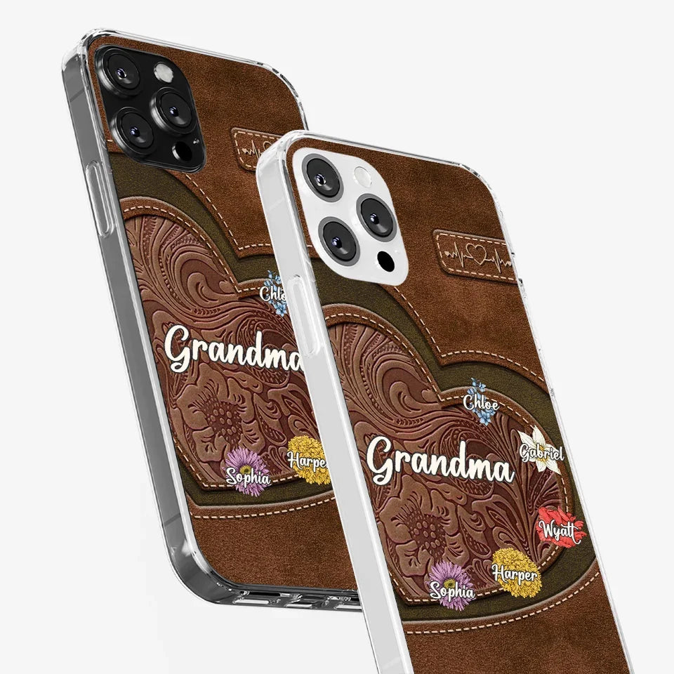 Her Love Blossoms In Every Season - Family Personalized Custom Clear Phone Case - Gift For Mom, Grandma