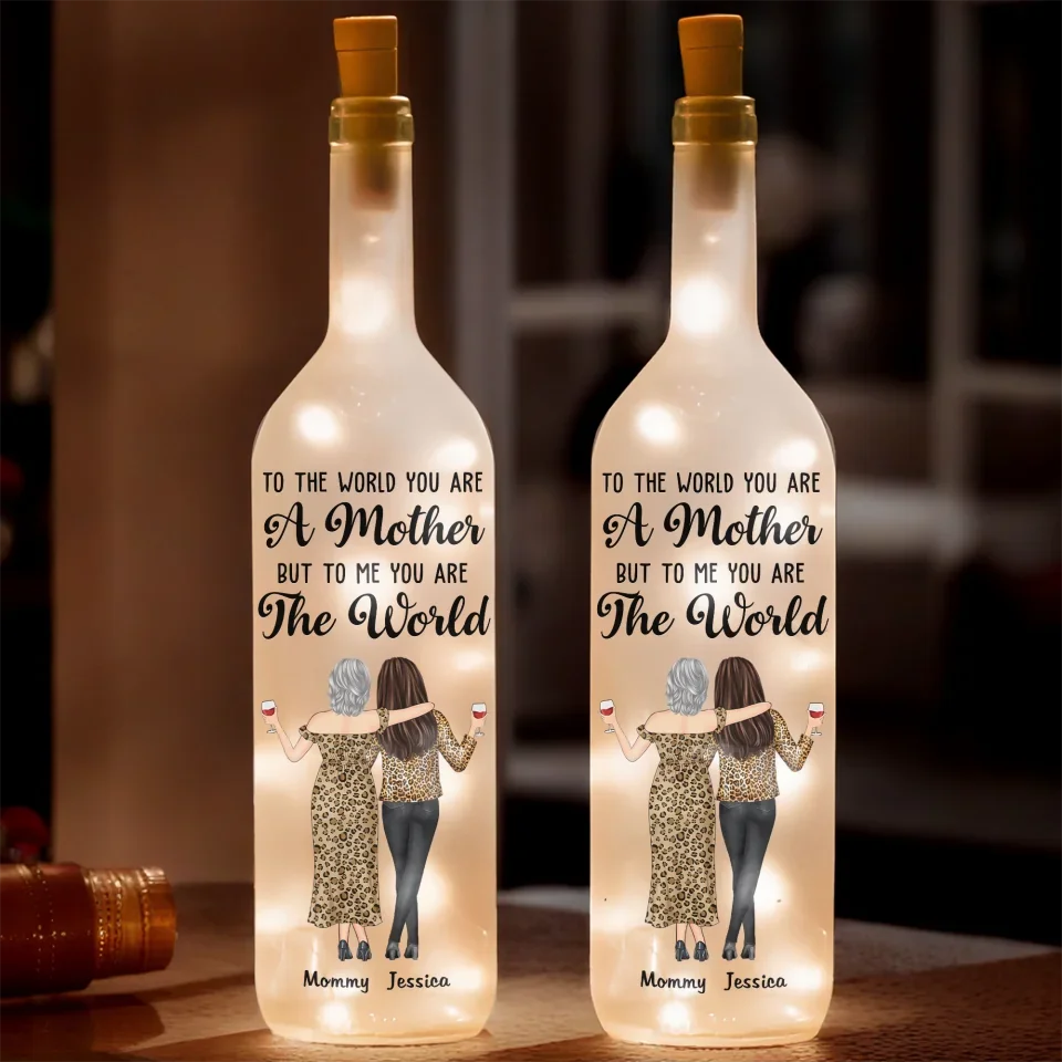 My Mom, My Forever Hero - Family Personalized Custom Bottle Lamp - Gift For Mom, Daughter