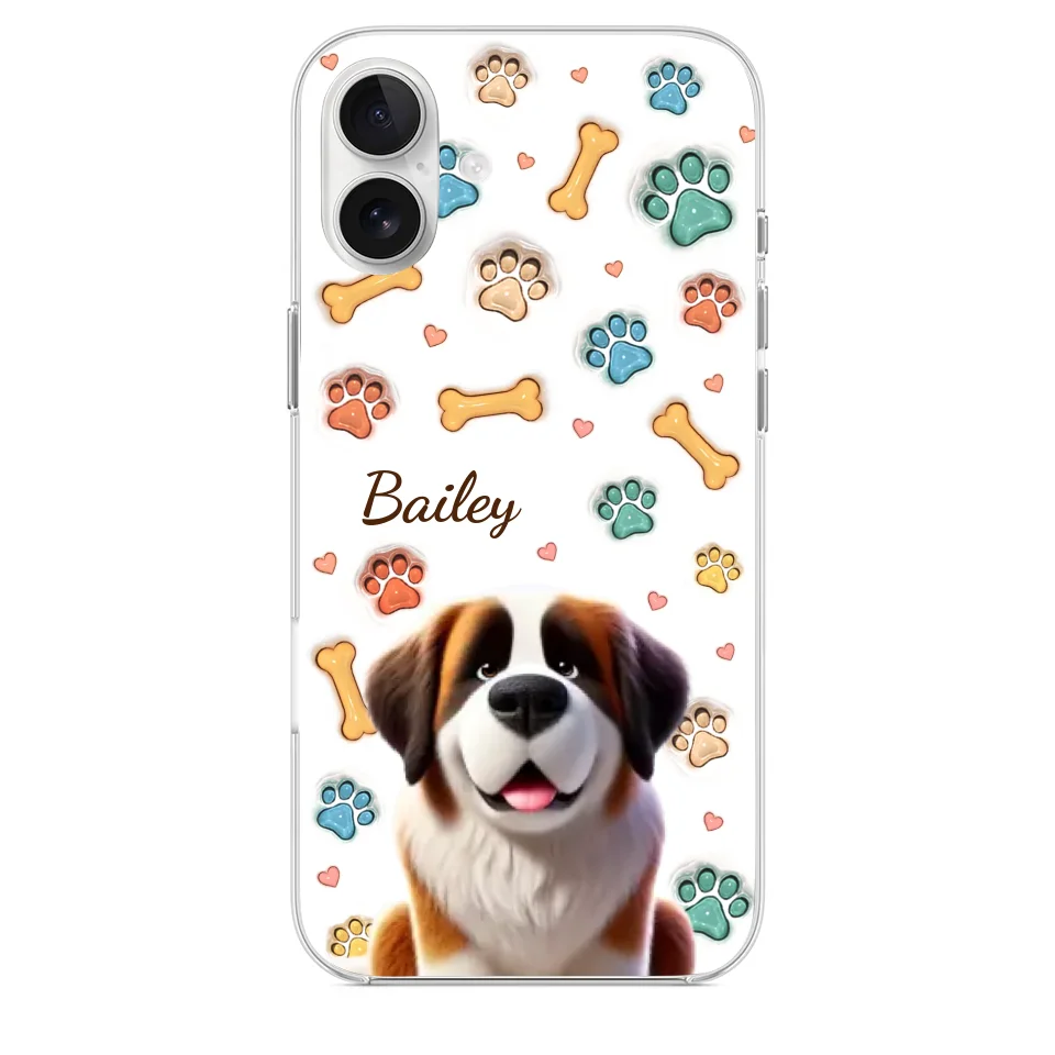 Furry Friends, Forever Loved - Dog Personalized Custom 3D Inflated Effect Printed Clear Phone Case - Gift For Pet Owners, Pet Lovers