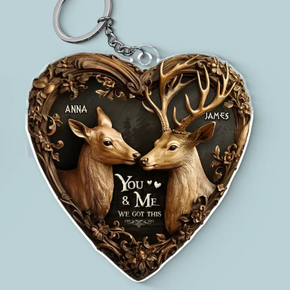 You're My Happy Place - Couple Personalized Custom Shaped Acrylic Keychain - Gift For Husband Wife, Anniversary
