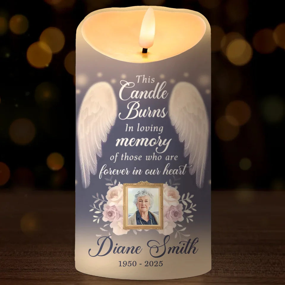 Custom Photo The Ones We Love Are Never Truly Gone - Memorial Personalized Custom LED Candle - Sympathy Gift For Family Members