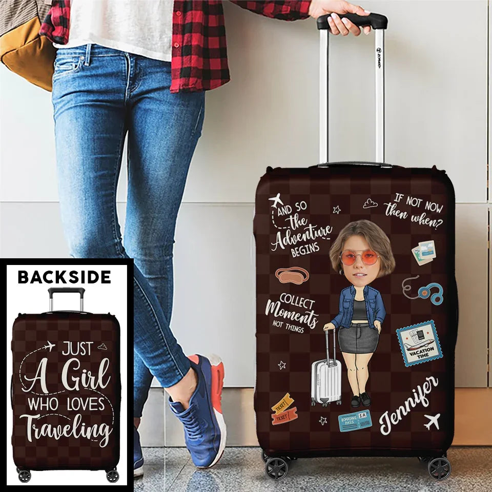 Custom Photo Take Only Memories, Leave Only Footprints - Travel Personalized Custom Luggage Cover - Summer Vacation Gift, Gift For Adventure Travel Lovers