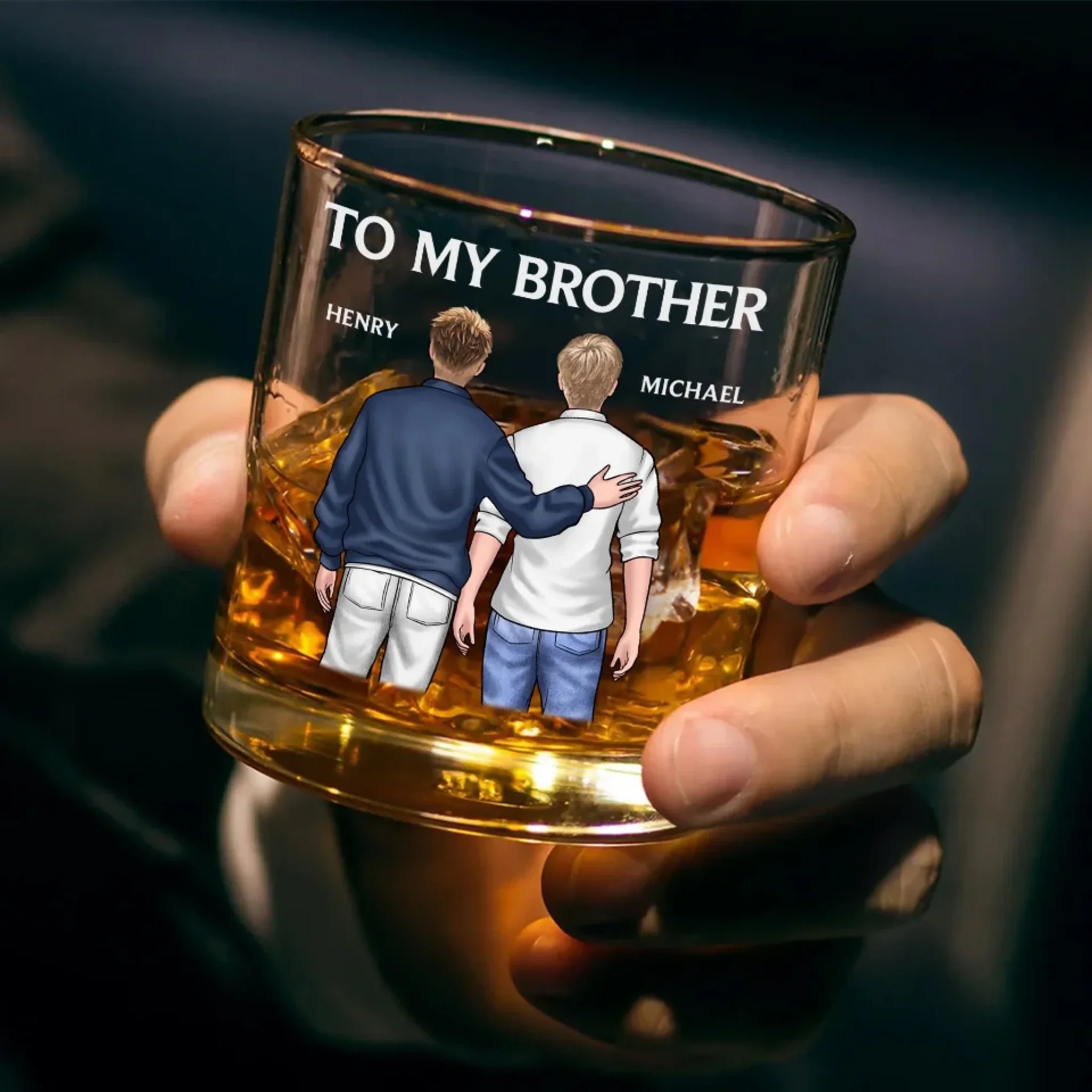 There Is No Better Friend Than A Brother - Family Personalized Custom Whiskey Glass - Gift For Family Members