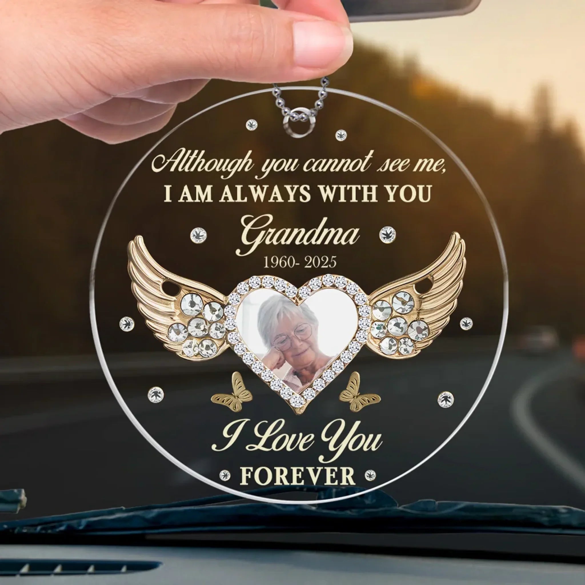 Custom Photo I Love You Forever - Memorial Personalized Custom Car Ornament - Acrylic Custom Shaped - Sympathy Gift For Family Members