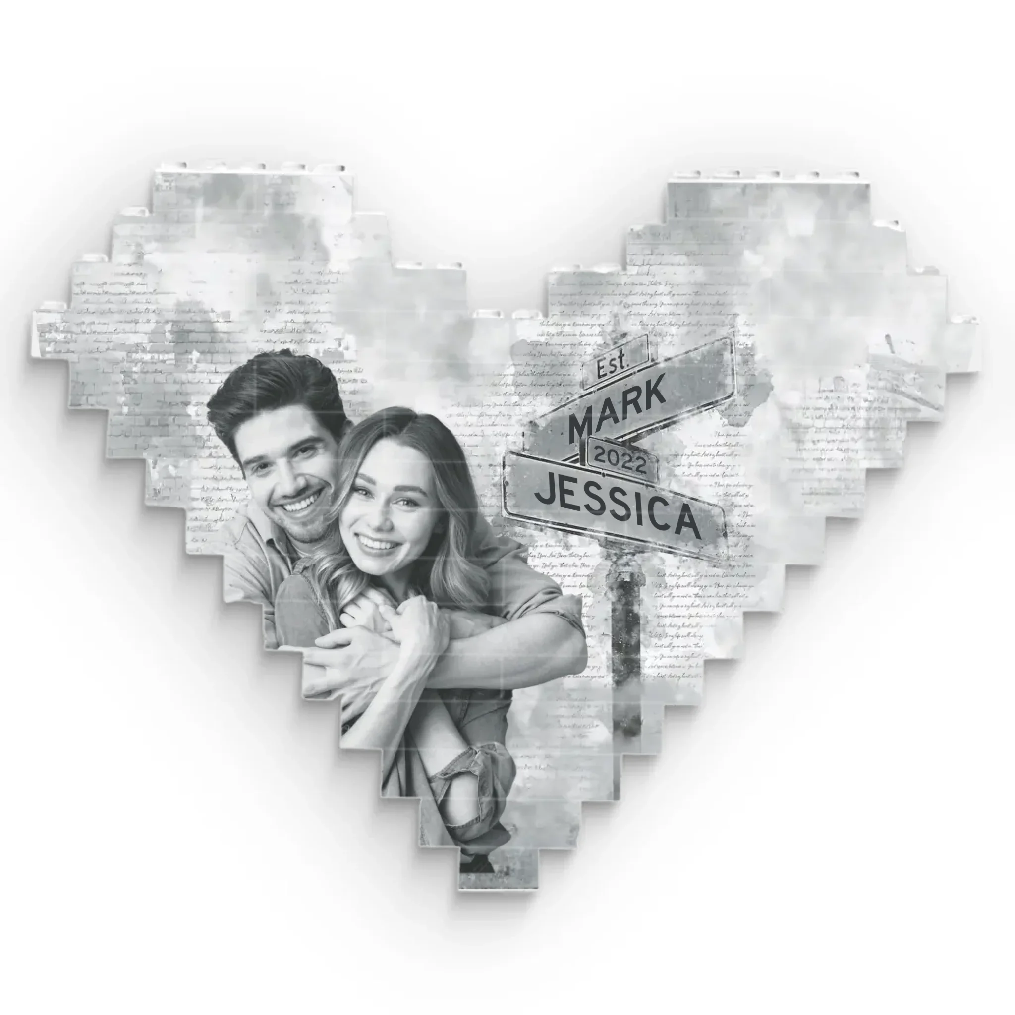 Custom Photo Loved You Then, Love You Still - Couple Personalized Custom Heart Shaped Building Brick Blocks - Gift For Husband Wife, Anniversary