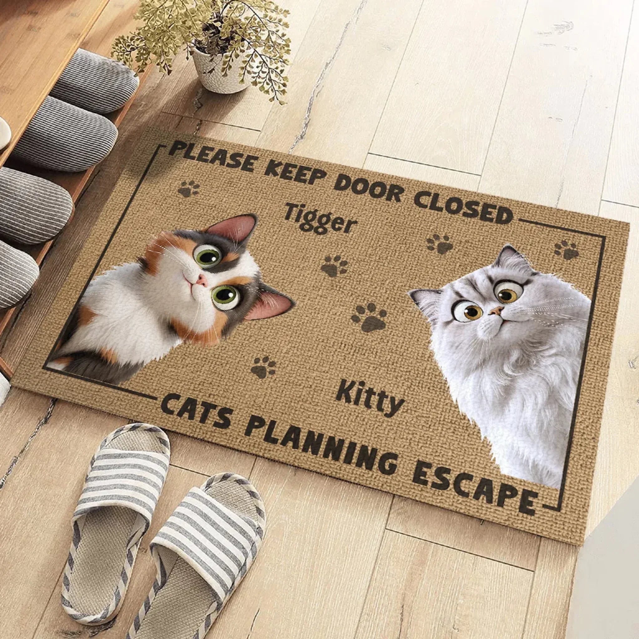 Door Closed, Cat Mischief Paused - Cat Personalized Custom Home Decor Decorative Mat - House Warming Gift For Pet Owners, Pet Lovers