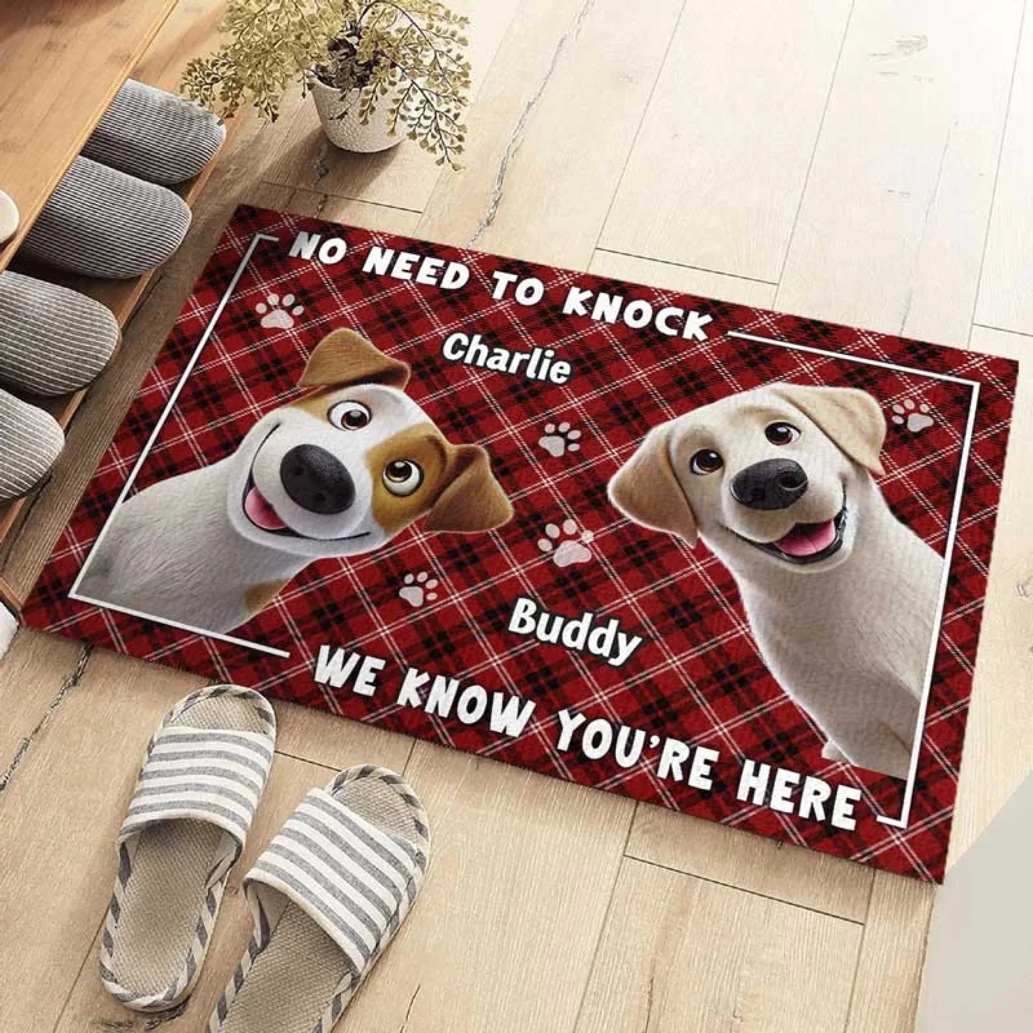 Furry Friends Set The Welcome Standard - Dog Personalized Custom Home Decor Decorative Mat - House Warming Gift For Pet Owners, Pet Lovers