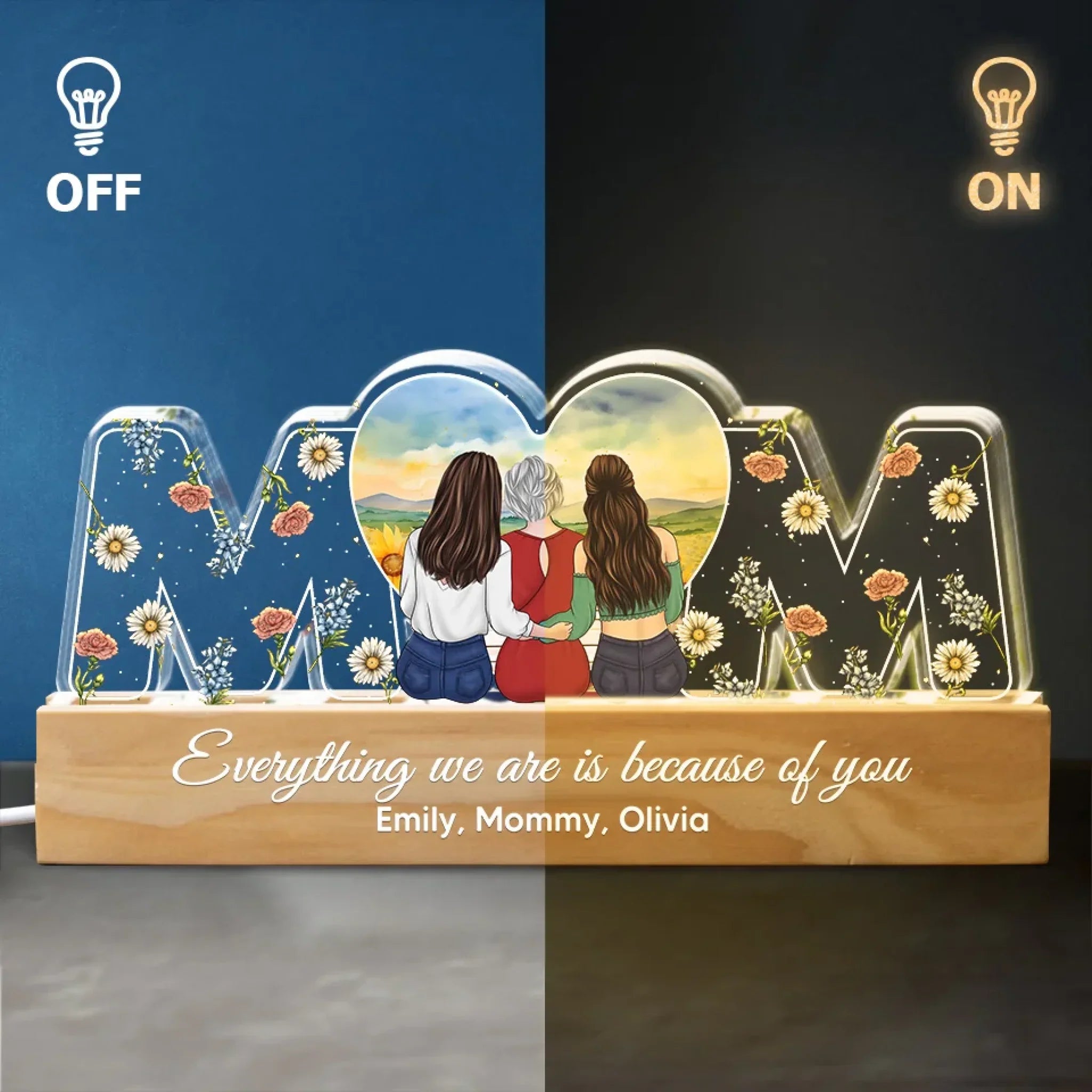 A Mother's Love Has No Boundaries - Family Personalized Custom Acrylic Block 3D LED Night Light - Gift For Mom, Daughter