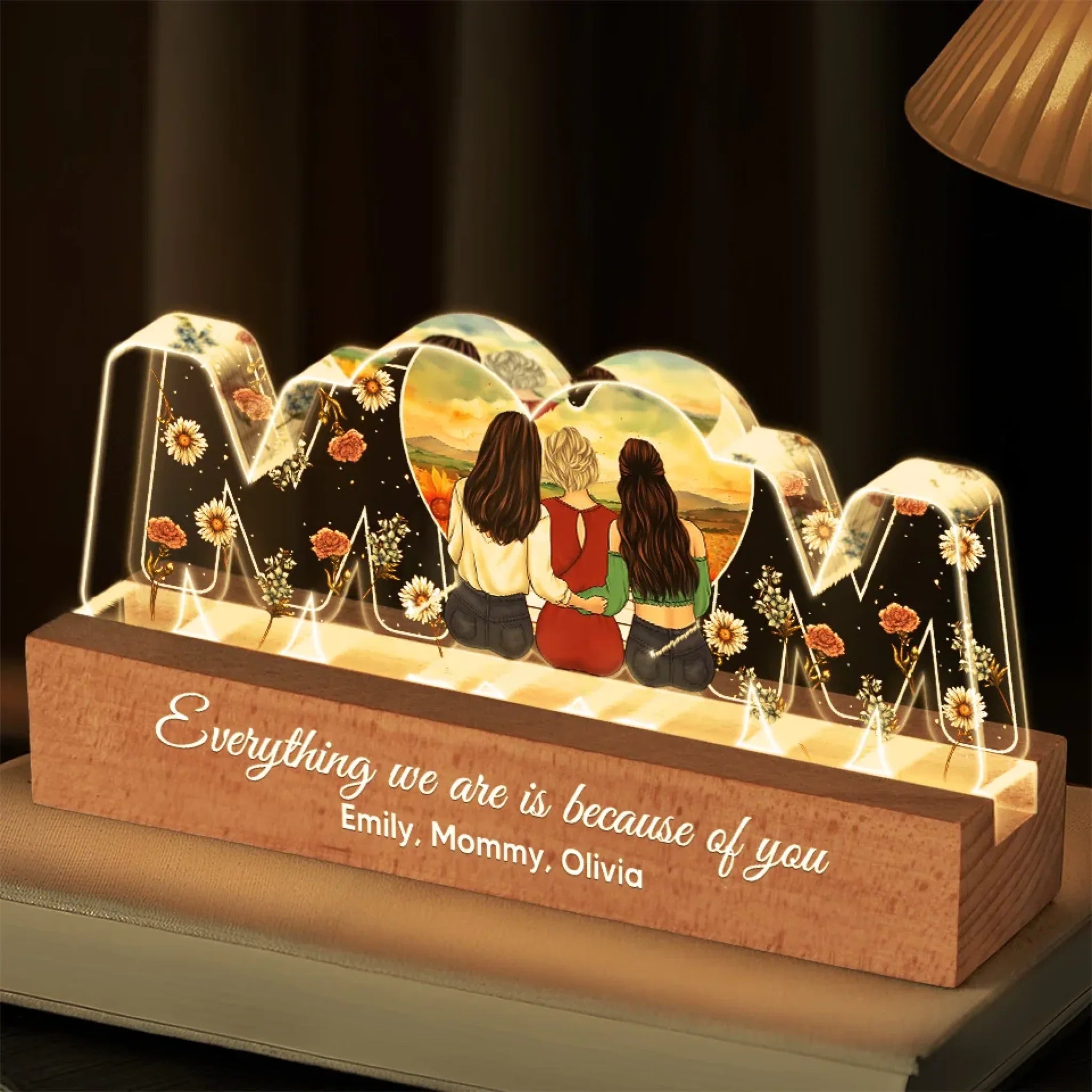 A Mother's Love Has No Boundaries - Family Personalized Custom Acrylic Block 3D LED Night Light - Gift For Mom, Daughter