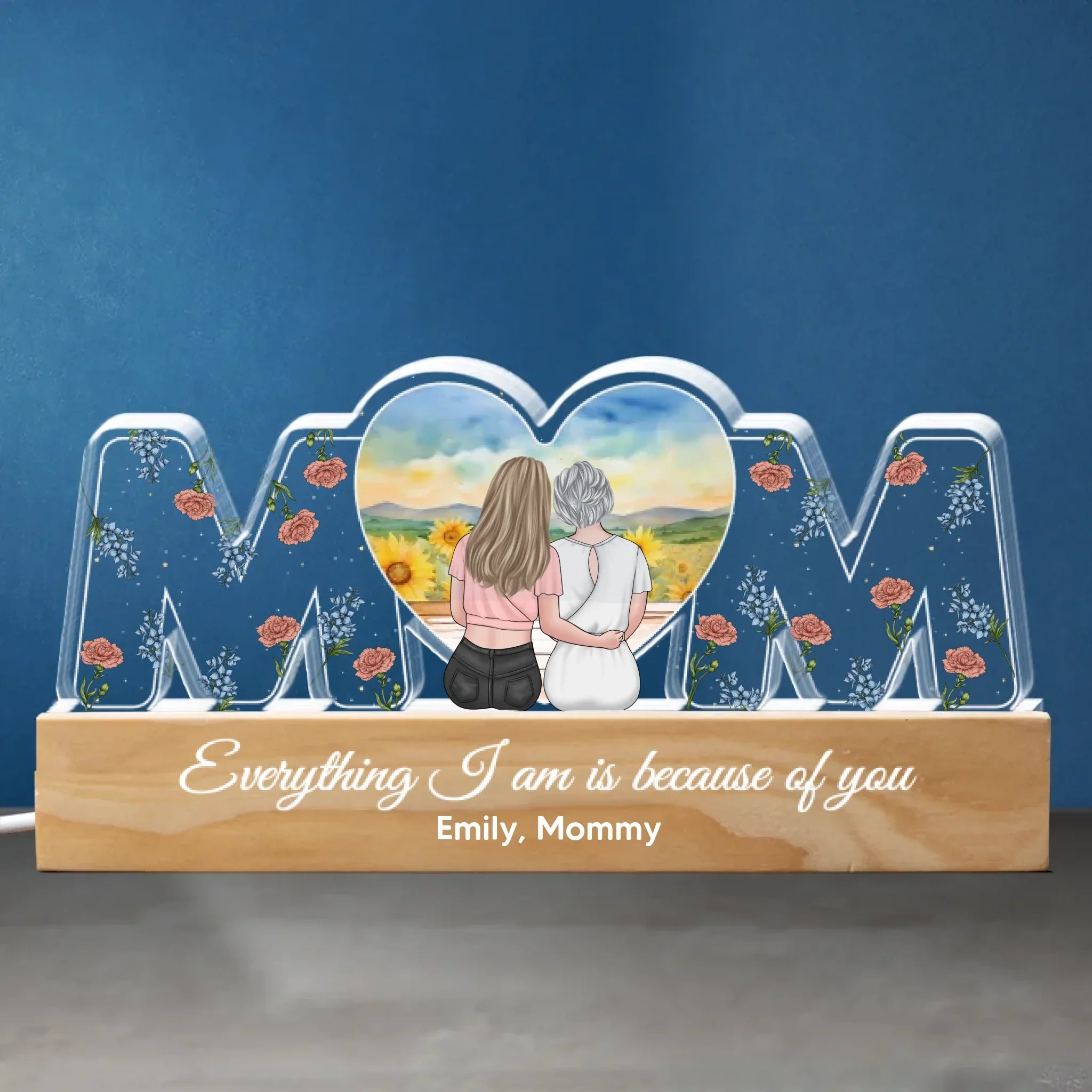A Mother's Love Has No Boundaries - Family Personalized Custom Acrylic Block 3D LED Night Light - Gift For Mom, Daughter