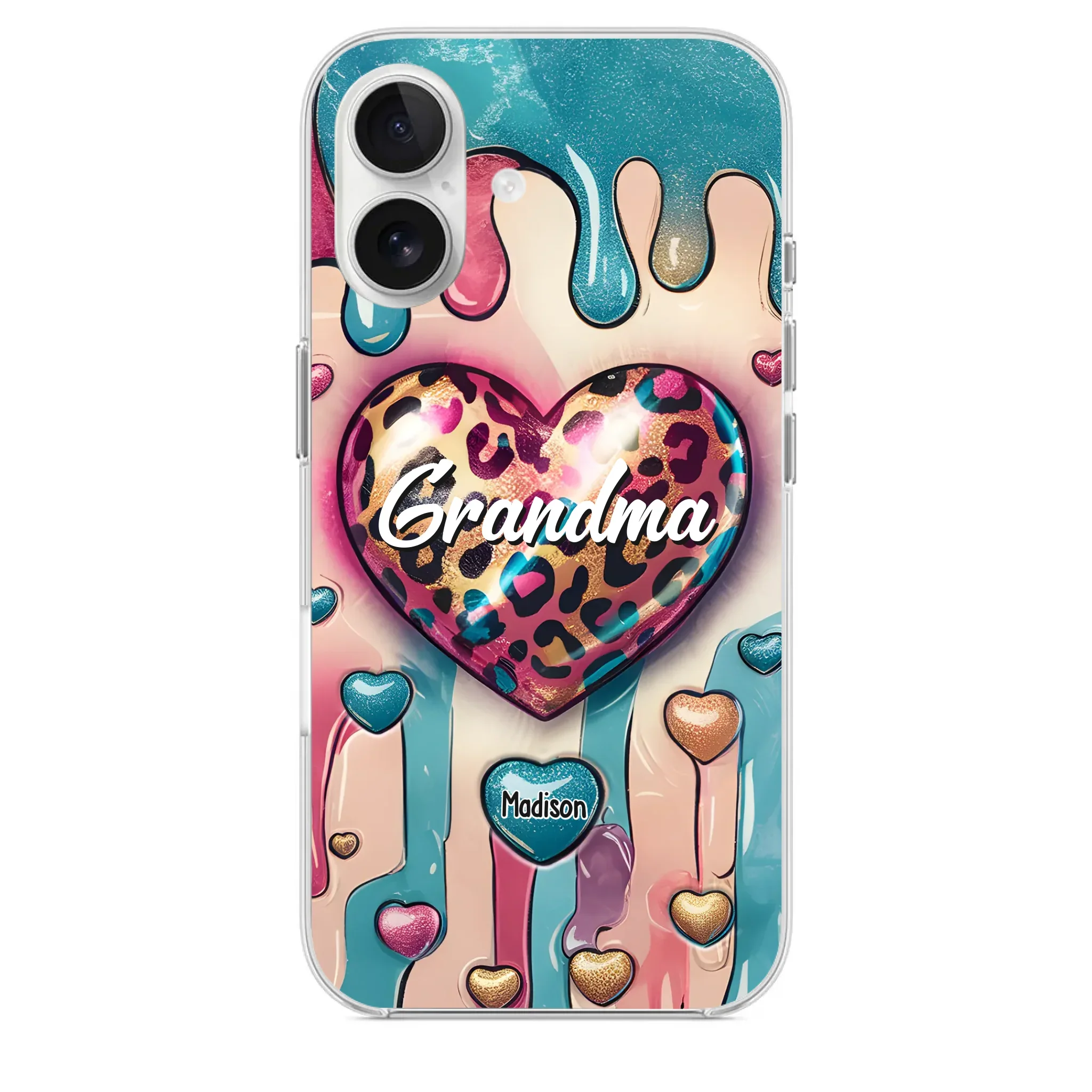 Her Love Is Infinite, Her Bond Unbreakable - Family Personalized Custom 3D Inflated Effect Printed Clear Phone Case - Gift For Mom, Grandma