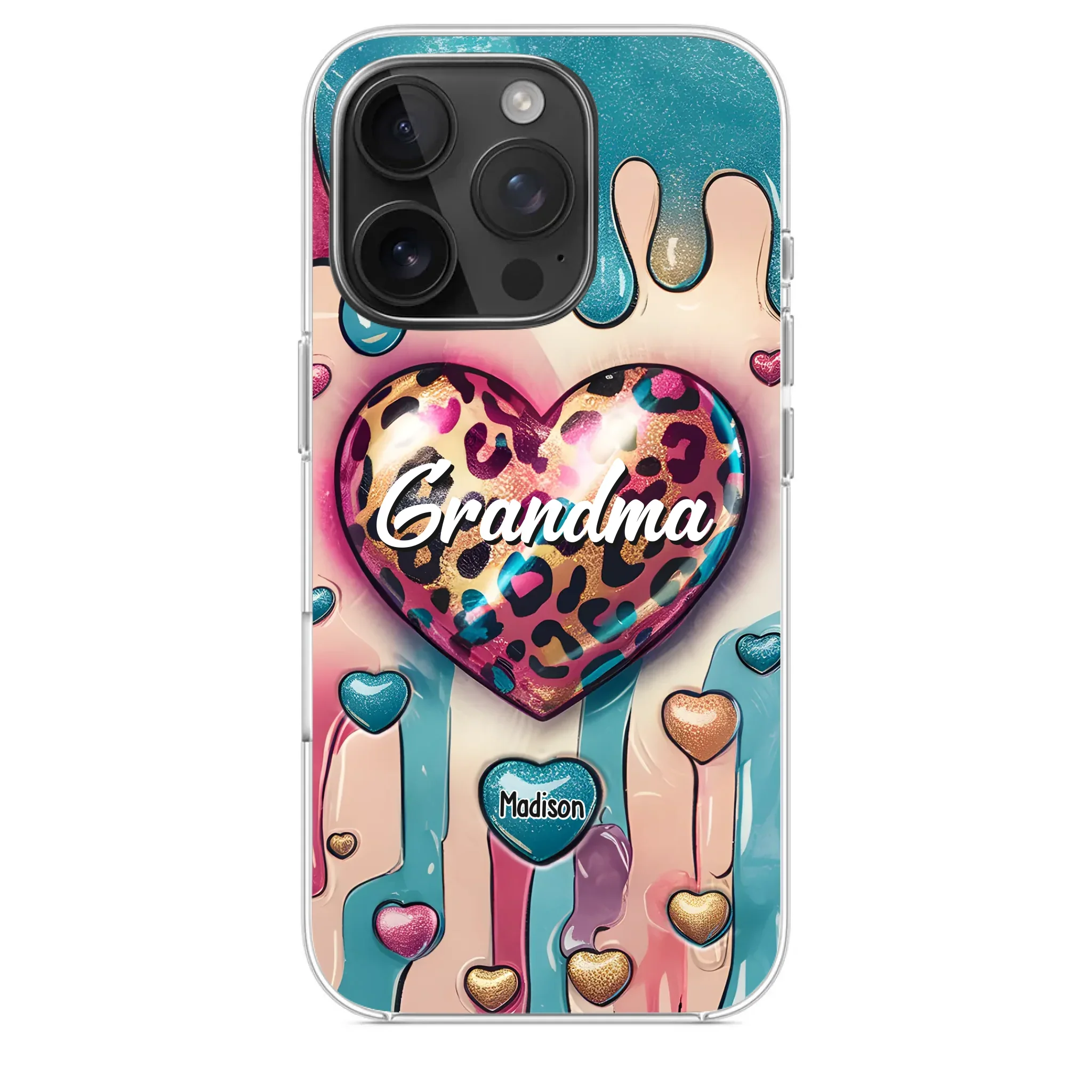 Her Love Is Infinite, Her Bond Unbreakable - Family Personalized Custom 3D Inflated Effect Printed Clear Phone Case - Gift For Mom, Grandma