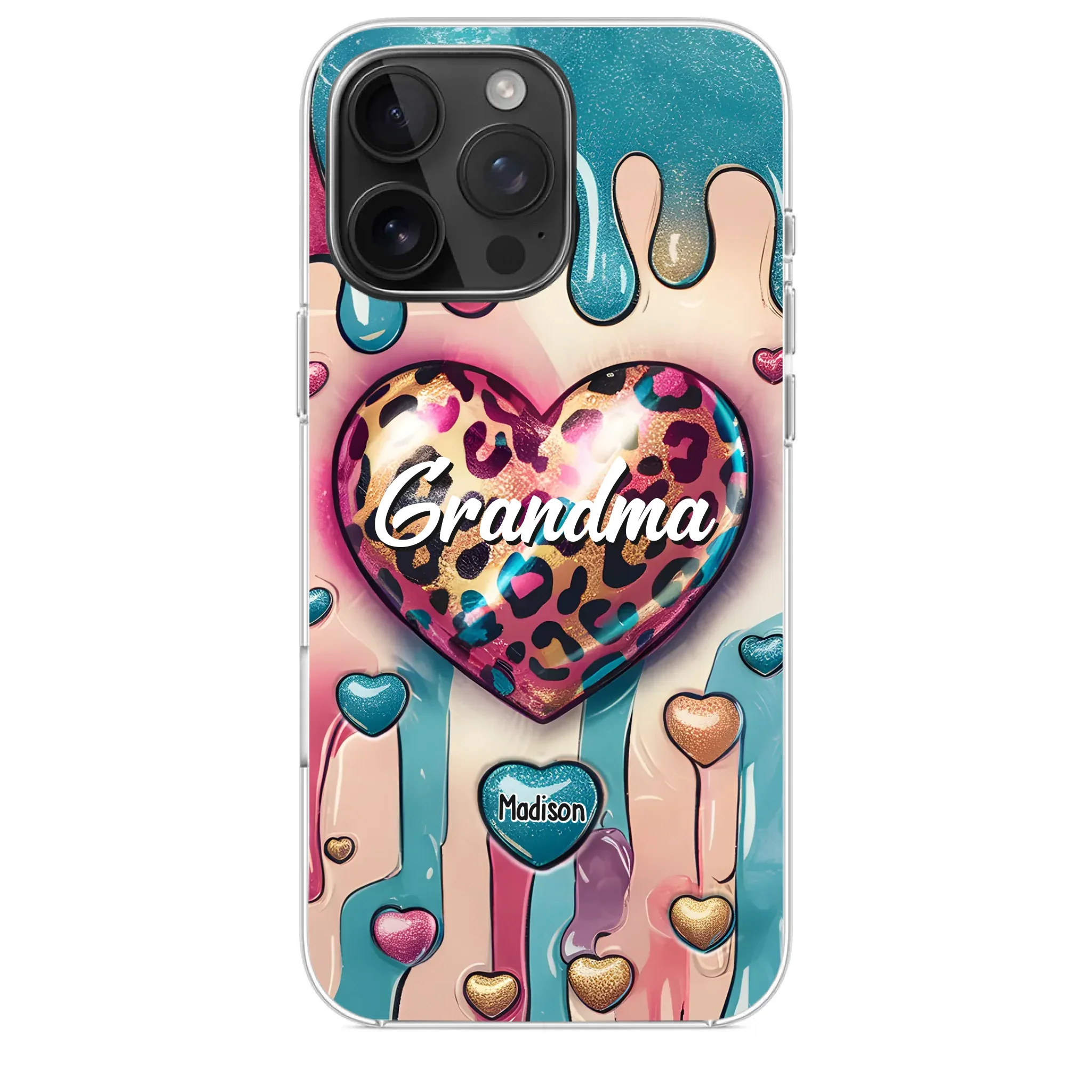 Her Love Is Infinite, Her Bond Unbreakable - Family Personalized Custom 3D Inflated Effect Printed Clear Phone Case - Gift For Mom, Grandma
