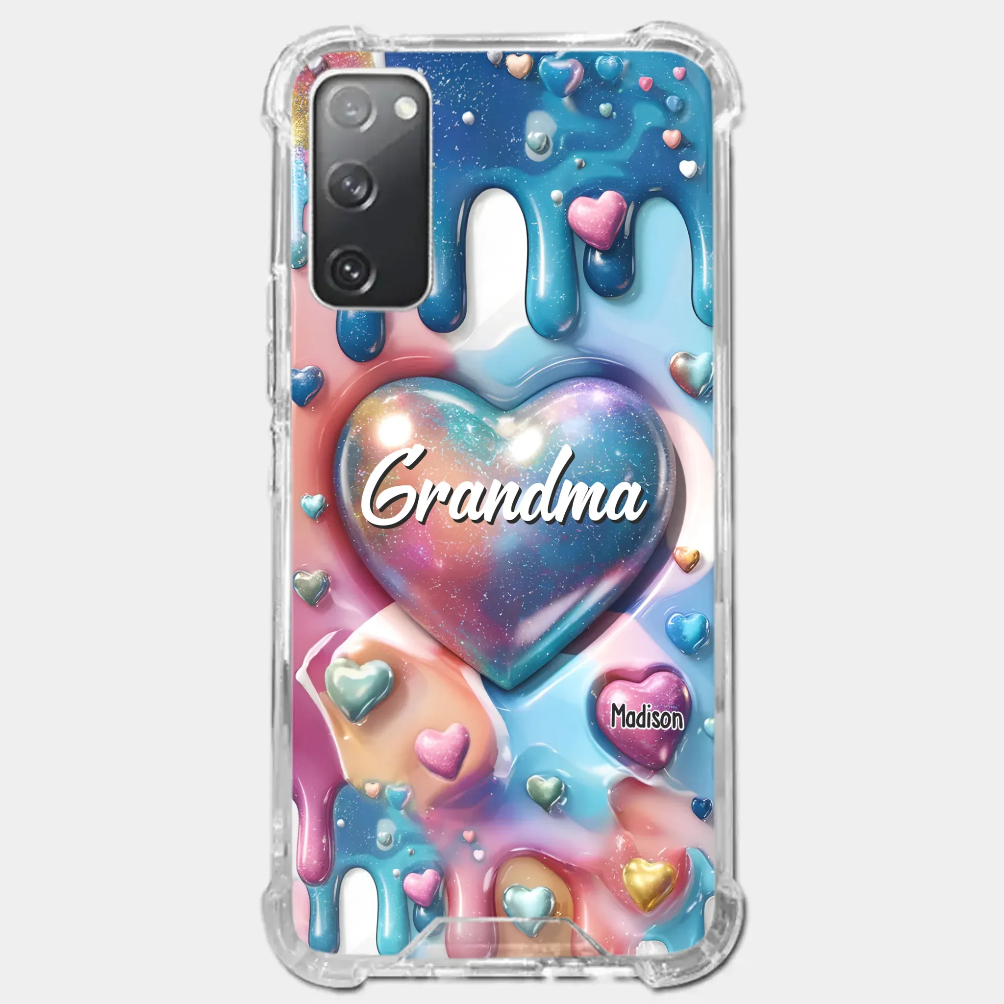 The Love For Grandkids Fills Your Heart Endlessly - Family Personalized Custom 3D Inflated Effect Printed Clear Phone Case - Gift For Mom, Grandma