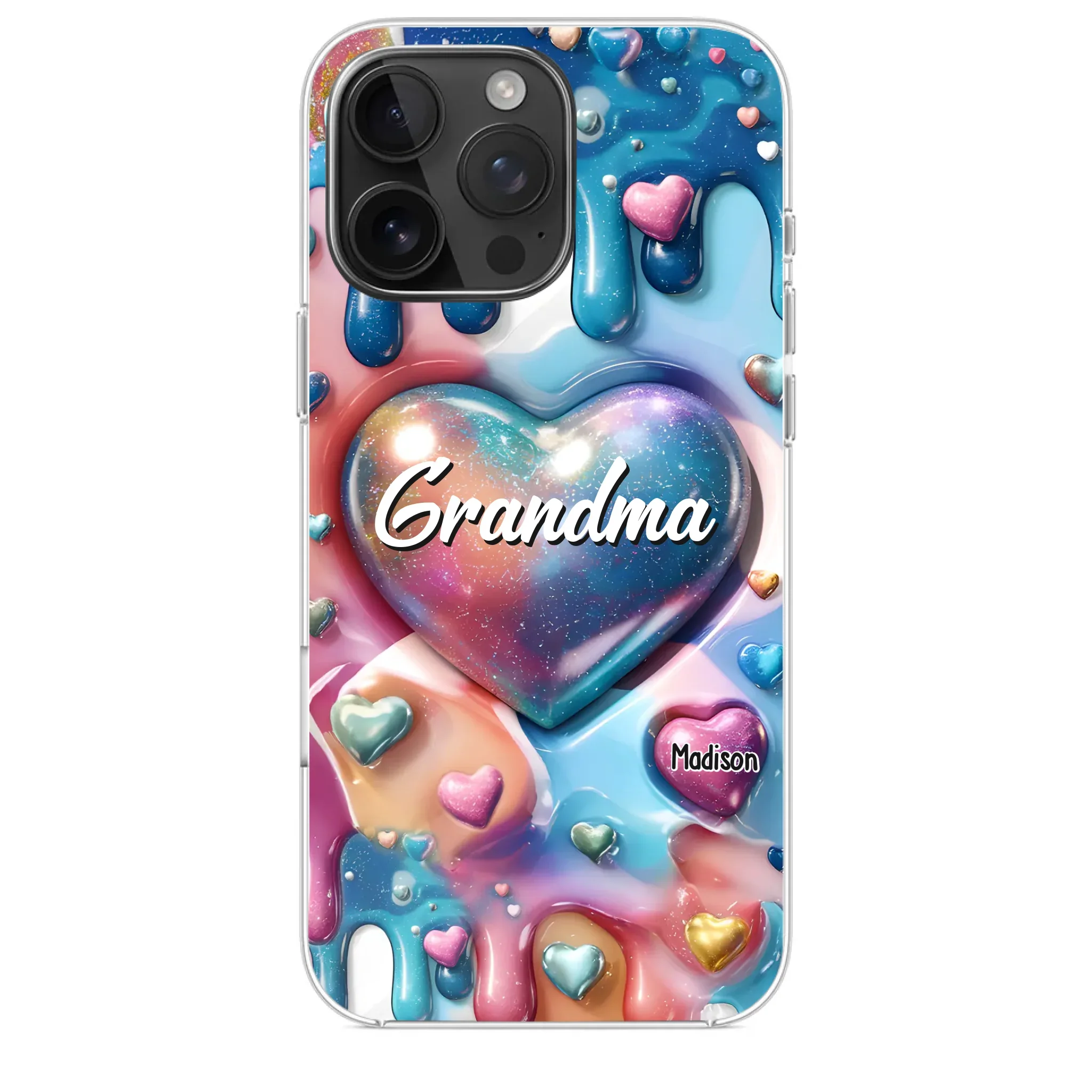 The Love For Grandkids Fills Your Heart Endlessly - Family Personalized Custom 3D Inflated Effect Printed Clear Phone Case - Gift For Mom, Grandma