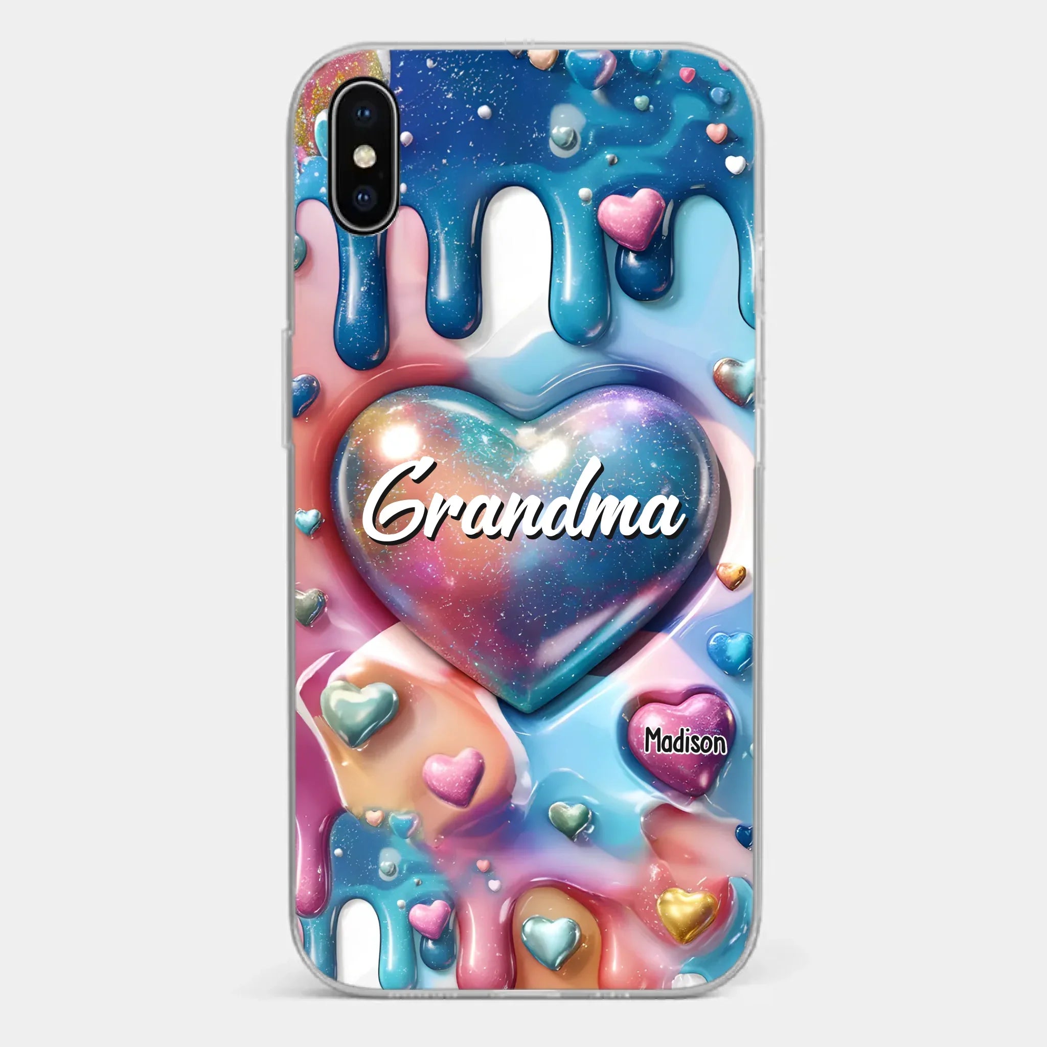The Love For Grandkids Fills Your Heart Endlessly - Family Personalized Custom 3D Inflated Effect Printed Clear Phone Case - Gift For Mom, Grandma