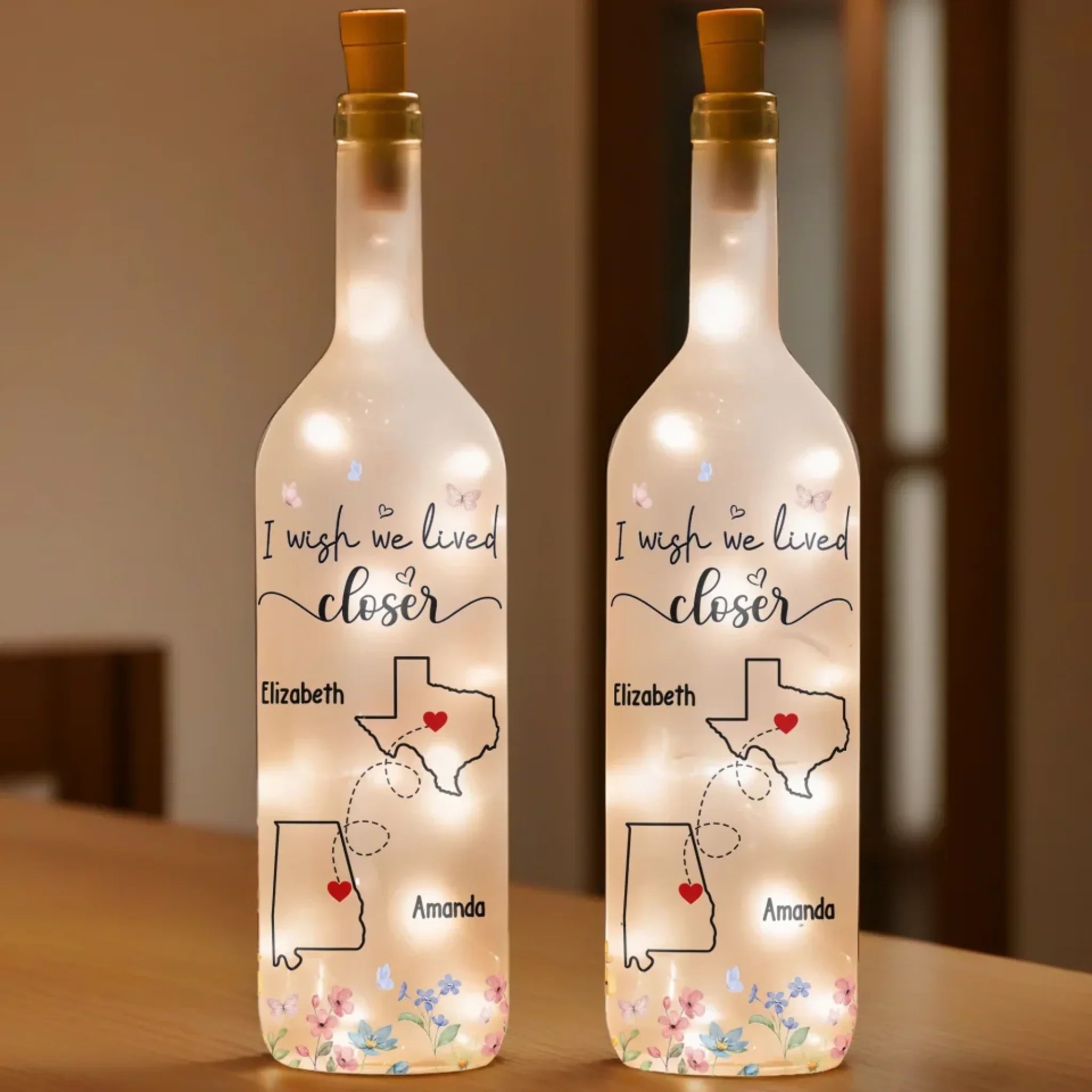 You’re Always With Me In Spirit - Bestie Personalized Custom Bottle Lamp - Gift For Best Friends, BFF, Sisters