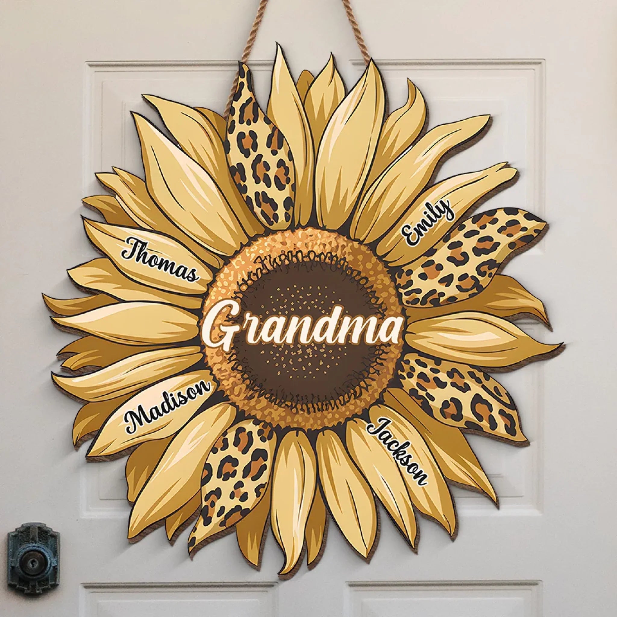 A Flower Blooms With A Grandmother's Love - Family Personalized Custom Shaped Home Decor Wood Sign - House Warming Gift For Mom, Grandma