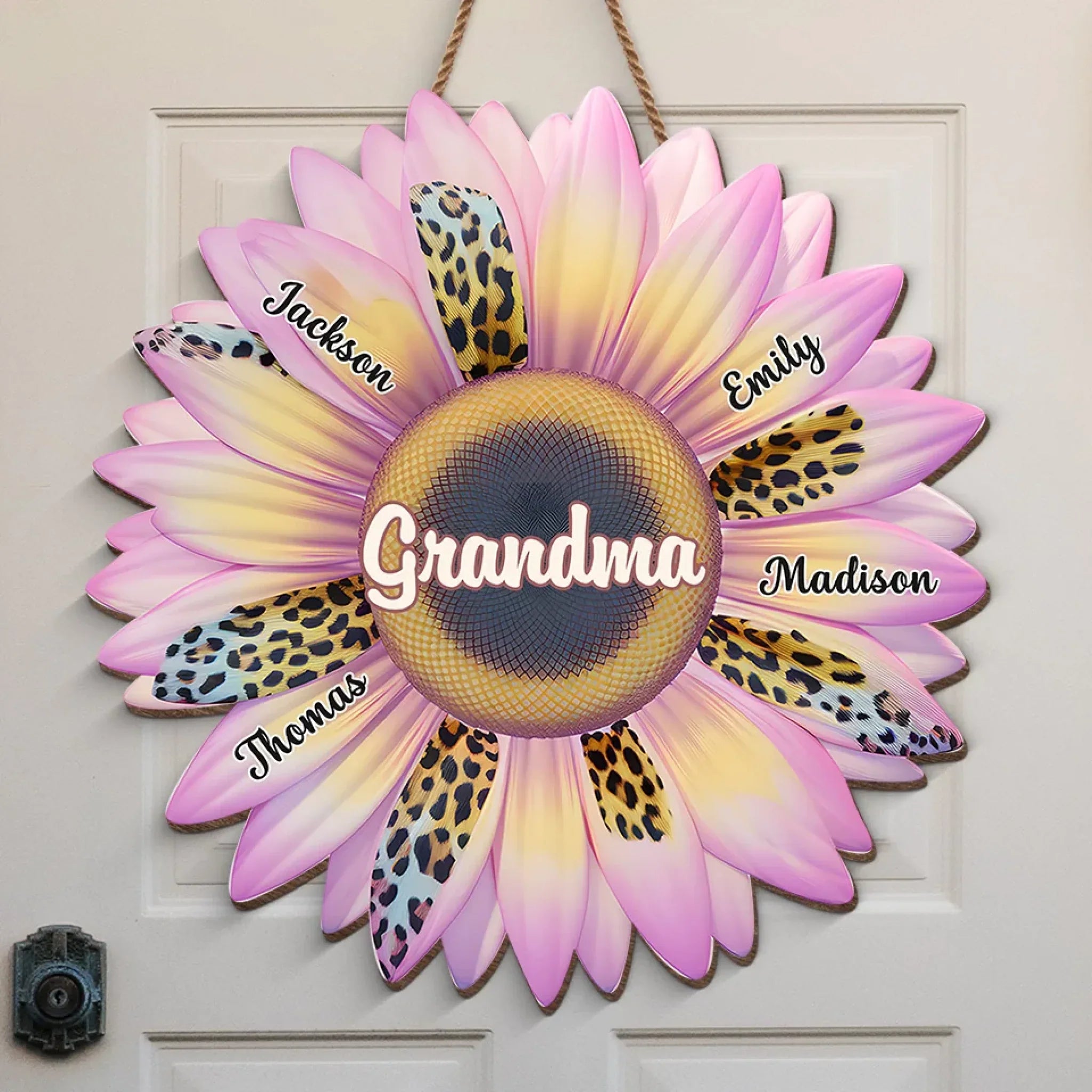 Every Flower Petal Holds A Grandmother’s Love - Family Personalized Custom Shaped Home Decor Wood Sign - House Warming Gift For Mom, Grandma