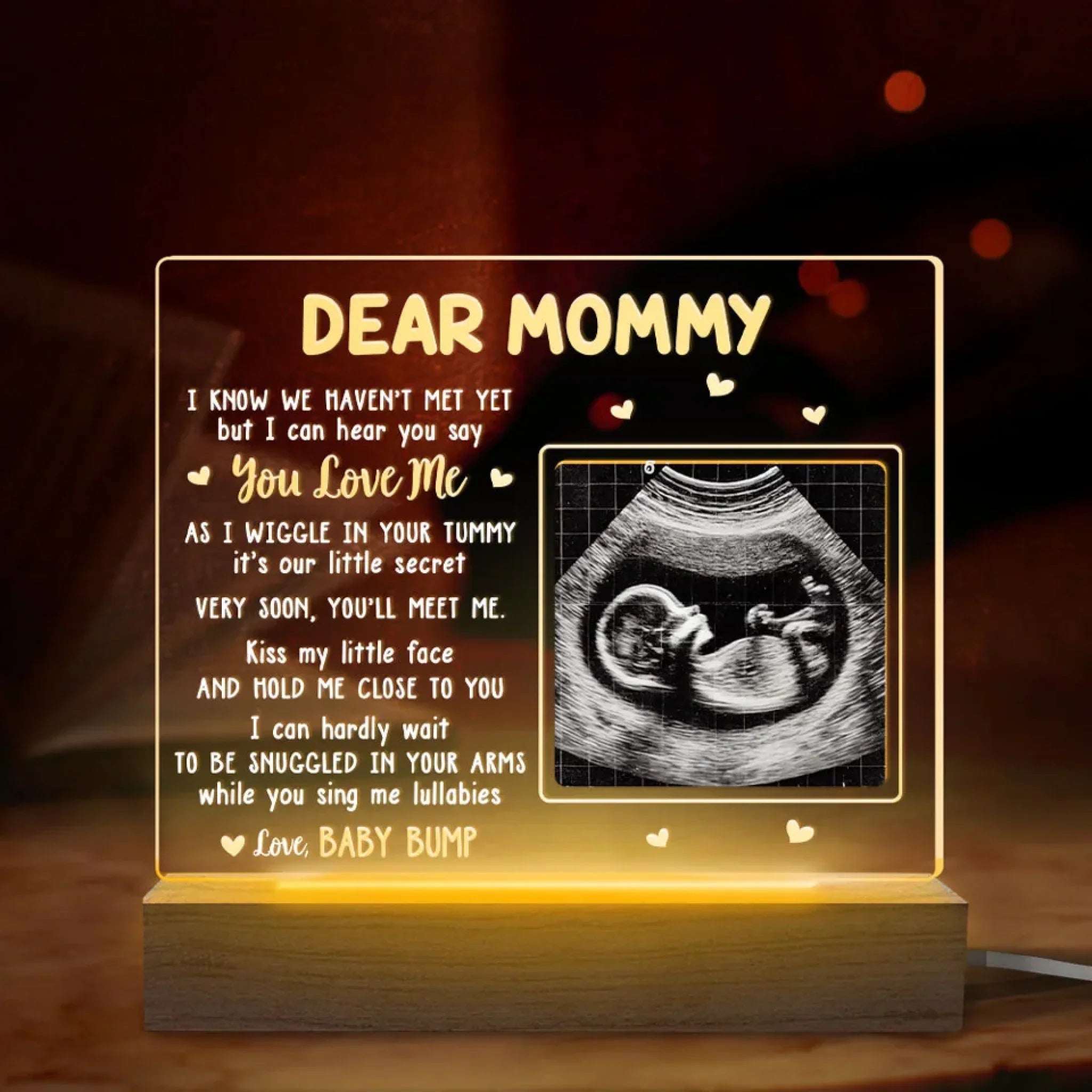 Custom Photo I Can Hear You Say You Love Me - Family Personalized Custom Shaped 3D LED Light - Baby Shower Gift, Gift For First Mom