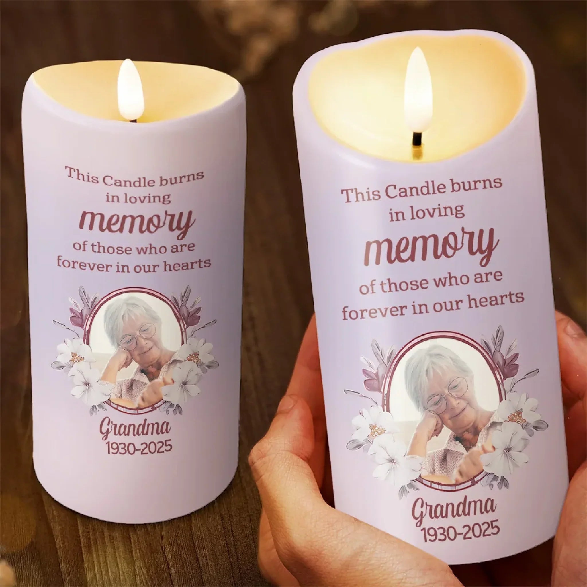 Custom Photo This Candle Is A Reminder Of Our Love - Memorial Personalized Custom LED Candle - Sympathy Gift For Family Members