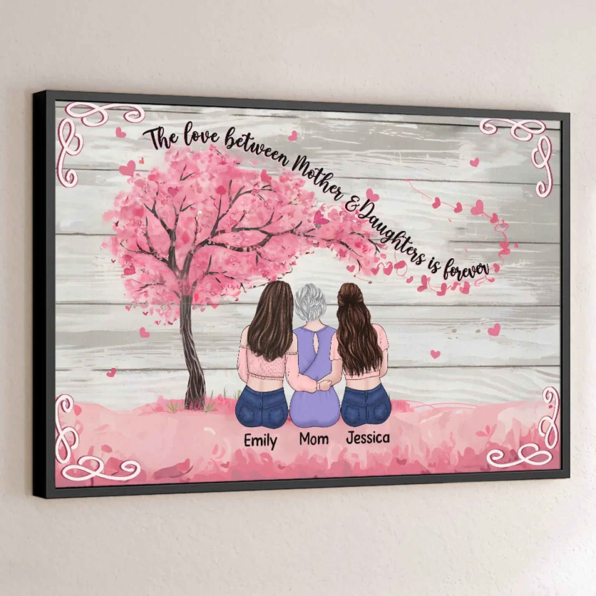 Love Keeps Us Forever Together - Family Personalized Custom Horizontal Poster - Gift For Mom