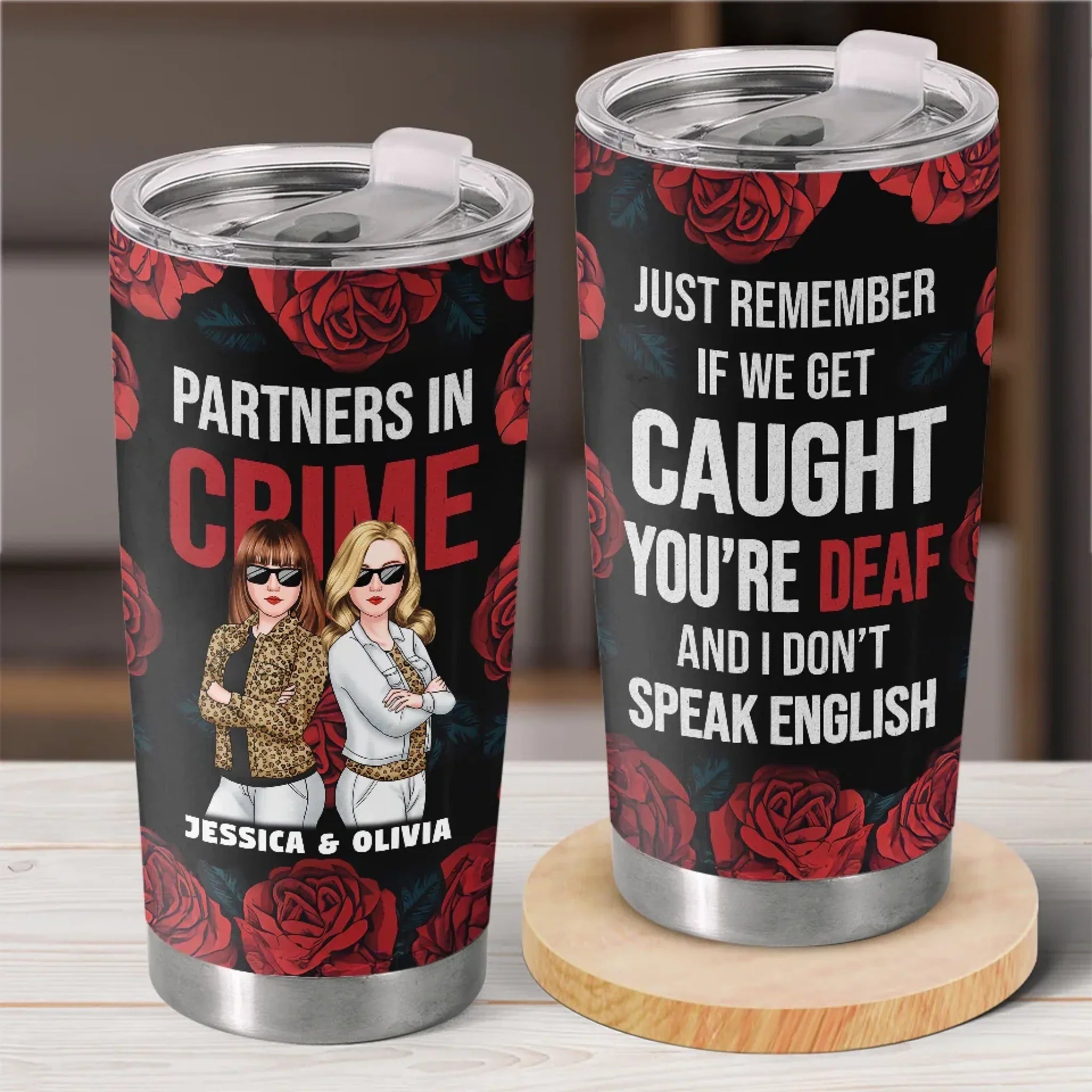 Best Partners In Crime - Bestie Personalized Custom Tumbler - Gift For Best Friends, BFF, Sisters