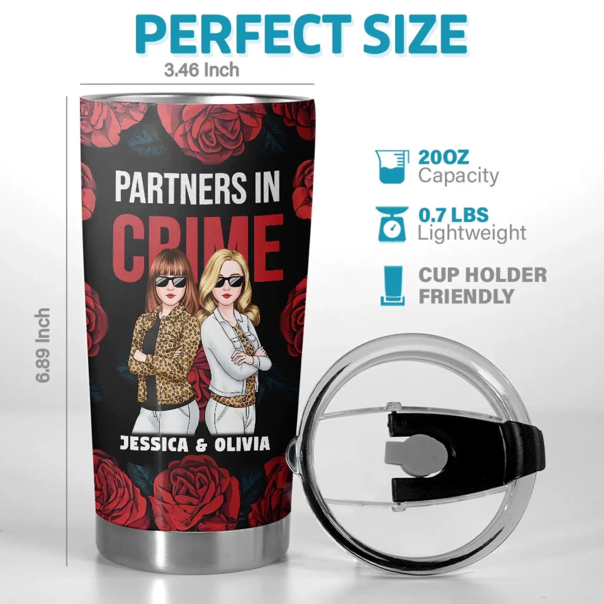 Best Partners In Crime - Bestie Personalized Custom Tumbler - Gift For Best Friends, BFF, Sisters