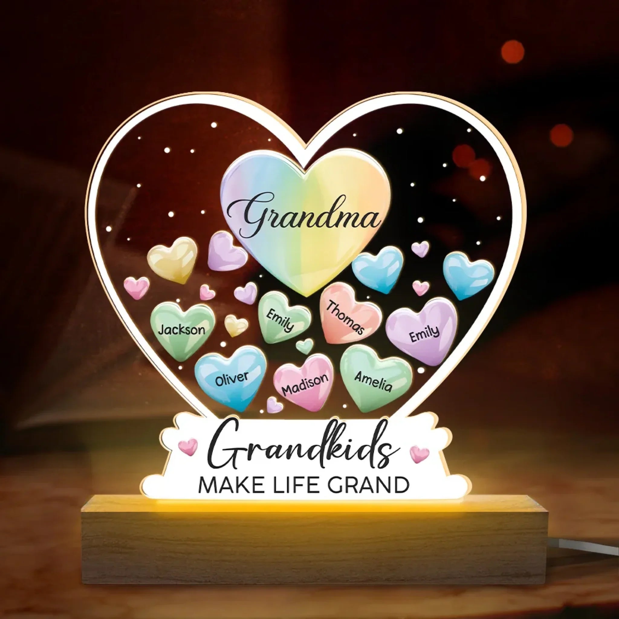 A Garden Of Love Grows In A Grandma's Heart - Family Personalized Custom Shaped 3D LED Light - Gift For Grandma, Grandpa, Grandkid