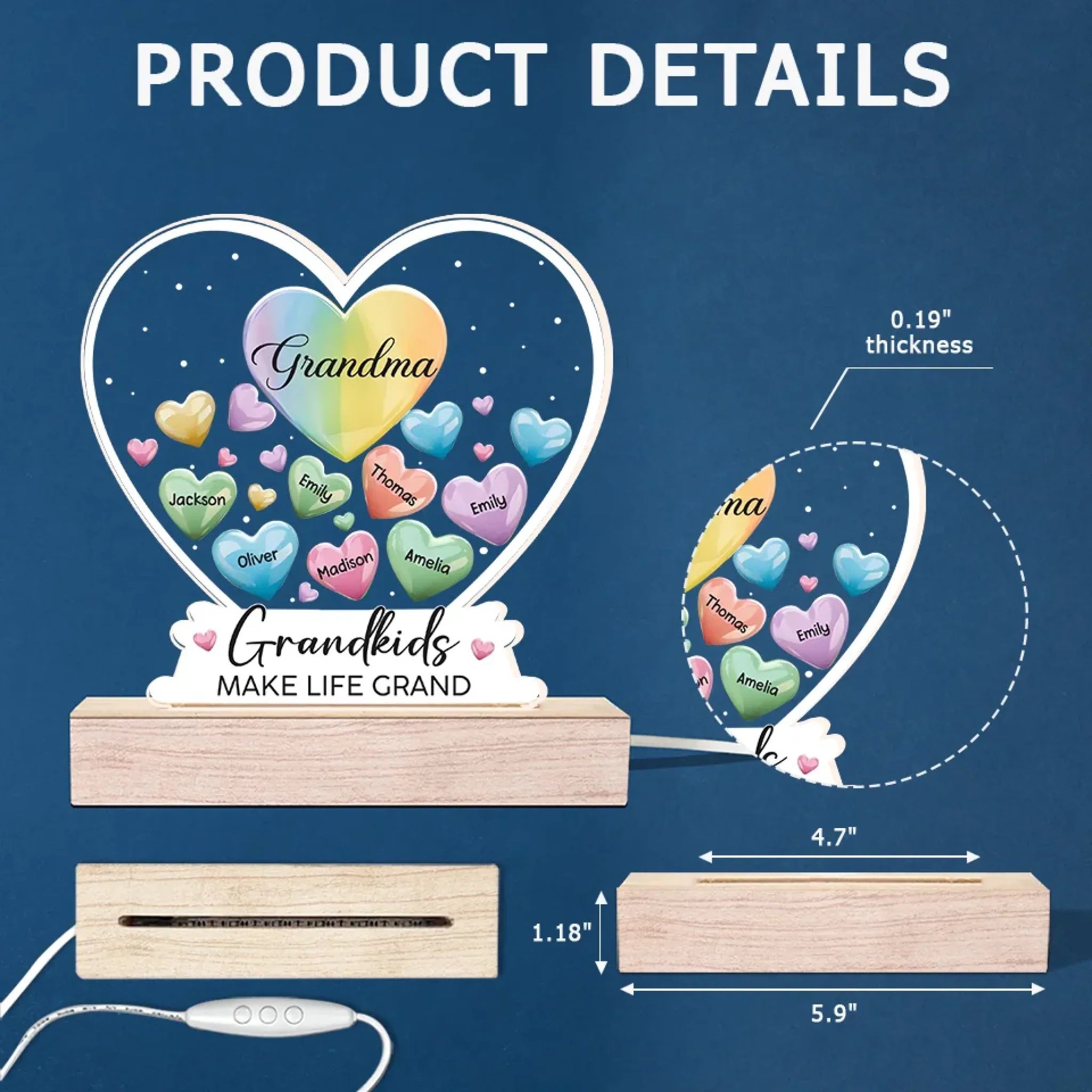 A Garden Of Love Grows In A Grandma's Heart - Family Personalized Custom Shaped 3D LED Light - Gift For Grandma, Grandpa, Grandkid