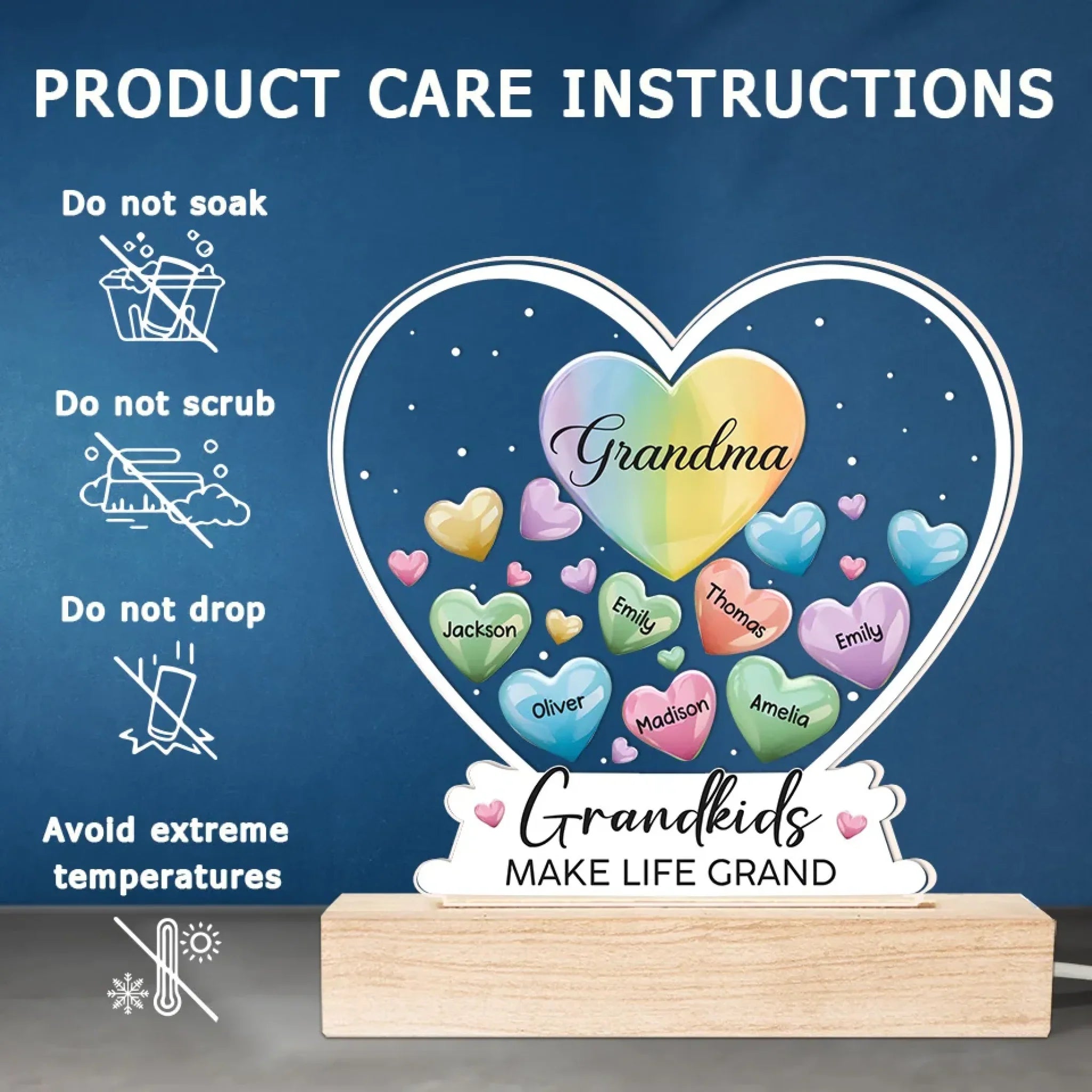 A Garden Of Love Grows In A Grandma's Heart - Family Personalized Custom Shaped 3D LED Light - Gift For Grandma, Grandpa, Grandkid