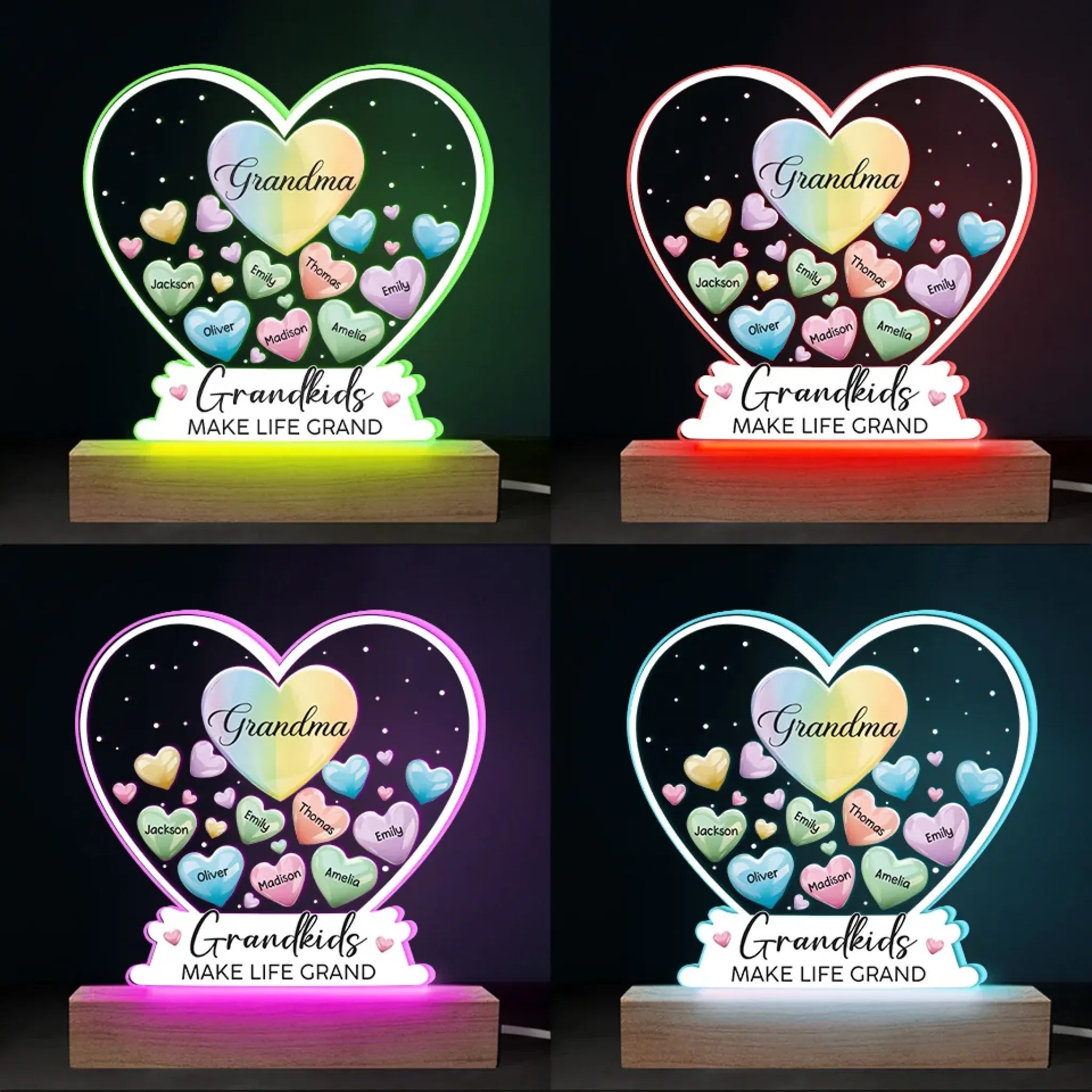 A Garden Of Love Grows In A Grandma's Heart - Family Personalized Custom Shaped 3D LED Light - Gift For Grandma, Grandpa, Grandkid