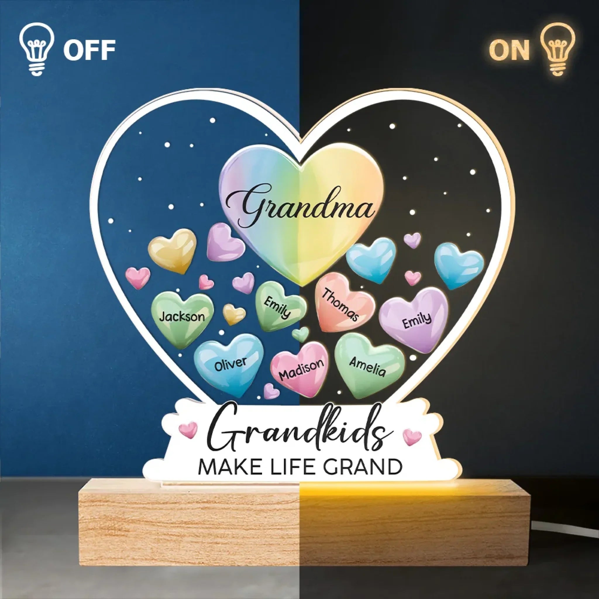 A Garden Of Love Grows In A Grandma's Heart - Family Personalized Custom Shaped 3D LED Light - Gift For Grandma, Grandpa, Grandkid