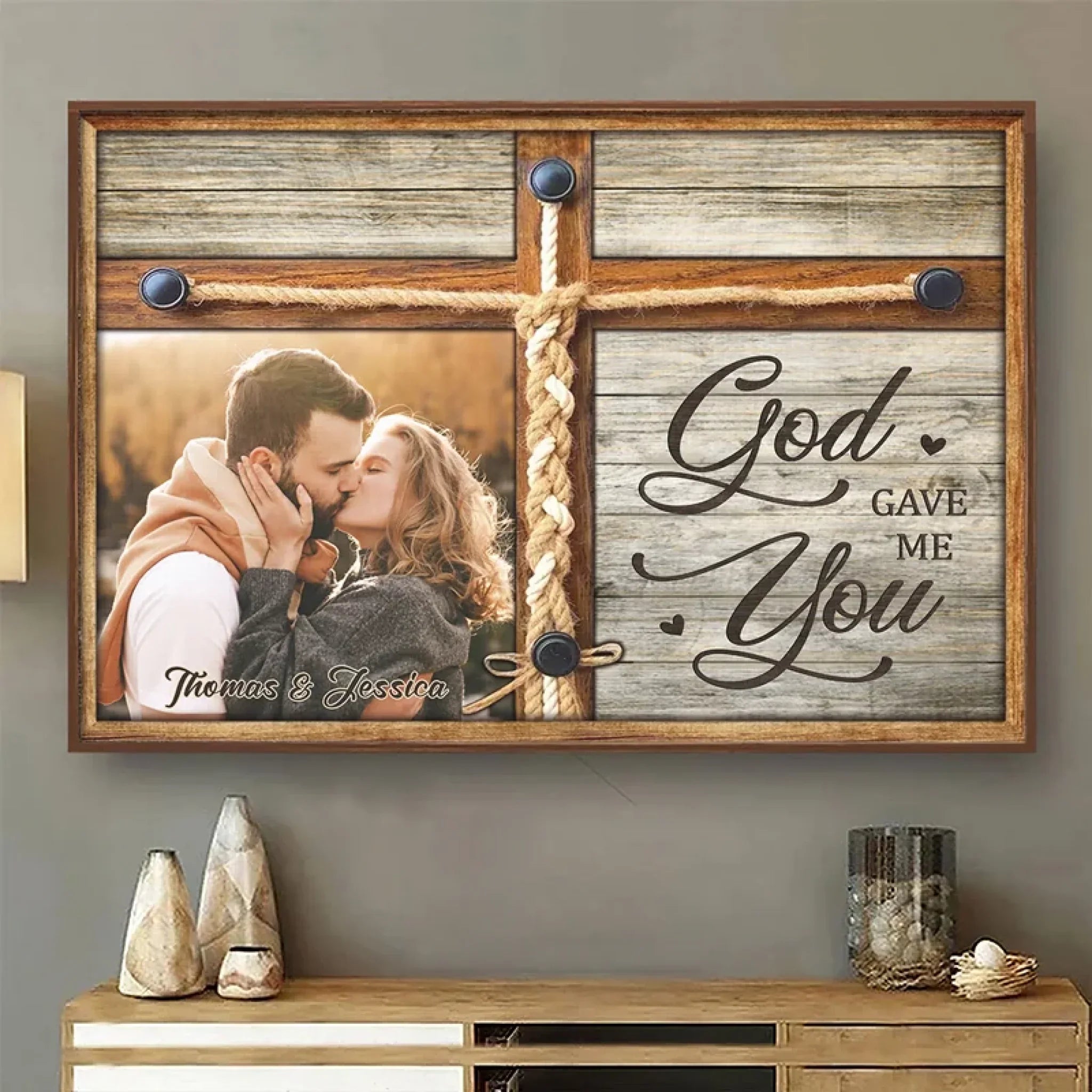 Custom Photo Together, We Fulfill Each Other’s Hearts - Couple Personalized Custom Horizontal Poster - Gift For Husband Wife, Anniversary