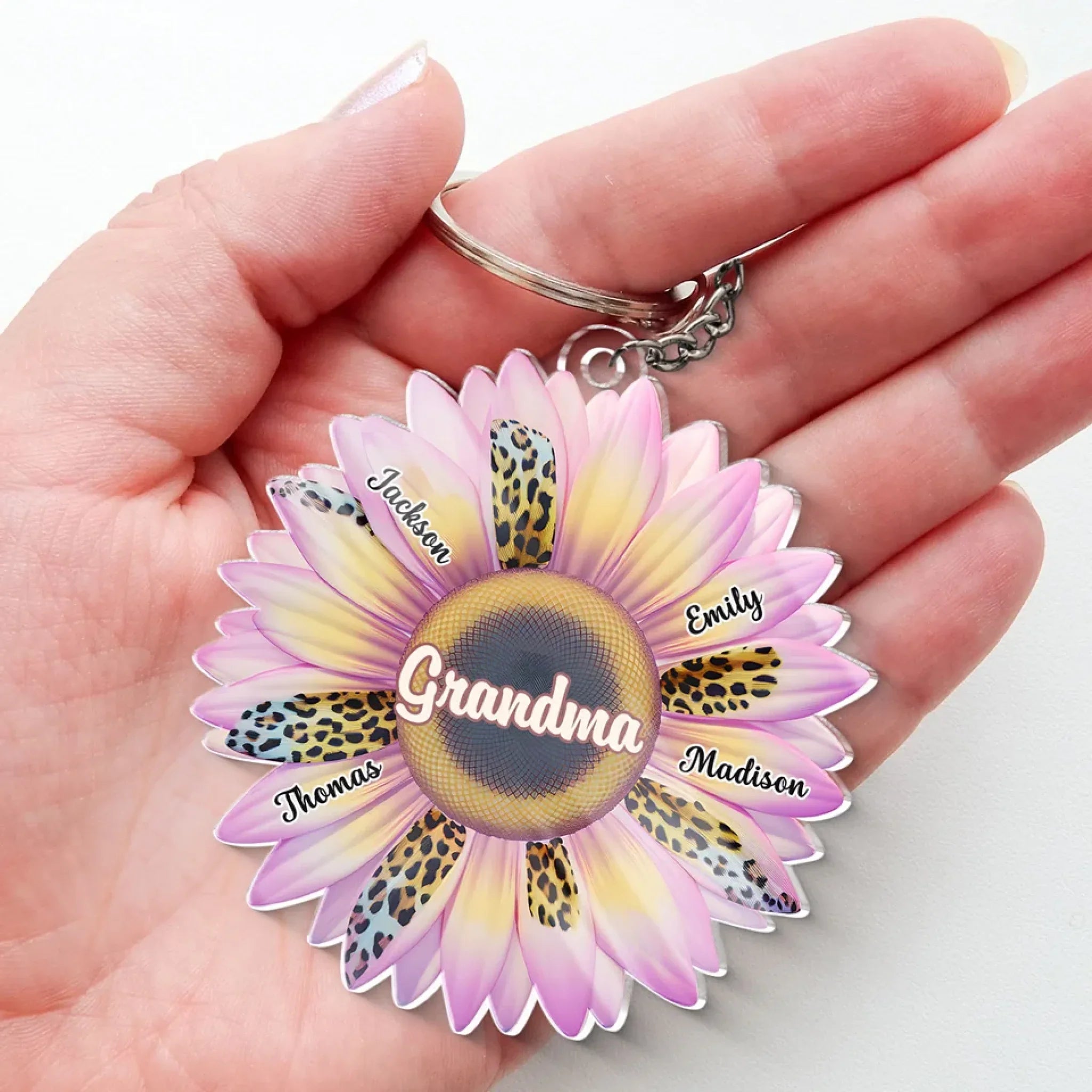 Grandma's Garden Is A Place Where Love Grows Wild - Family Personalized Custom Shaped Acrylic Keychain - Gift For Mom, Grandma